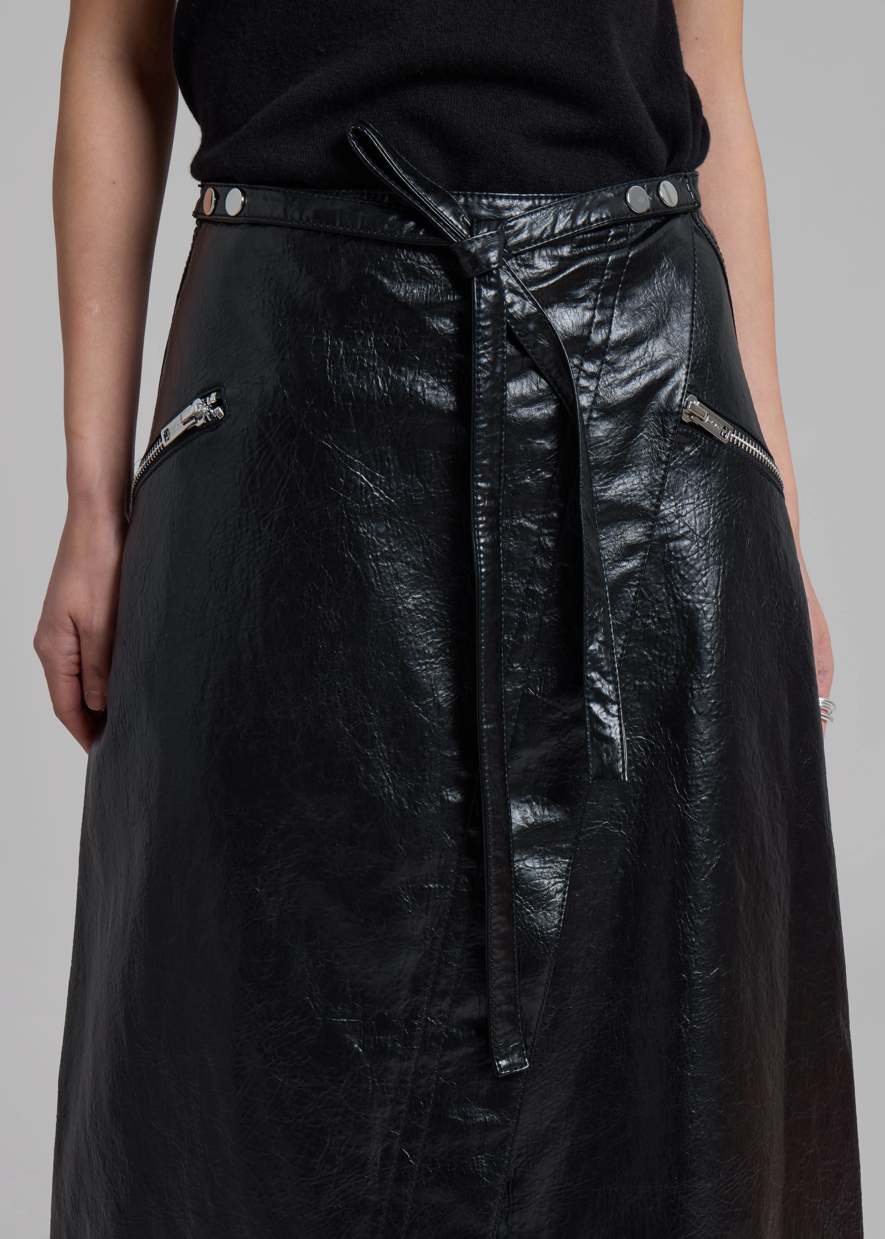 3.1 Phillip Lim Textured Faux Leather Wrap Skirt - Black sold by Frankie Shop product image thumbnail 5