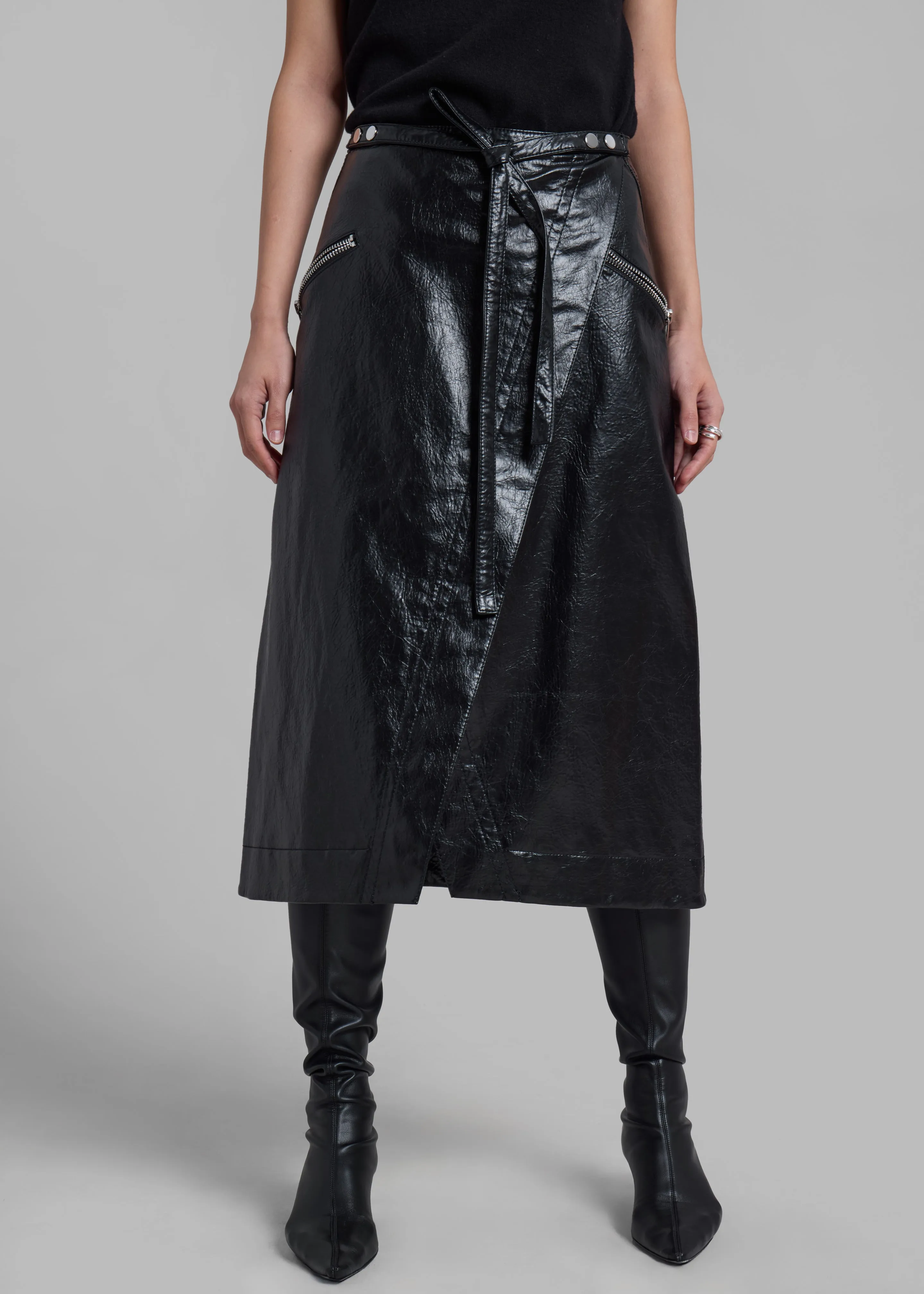 3.1 Phillip Lim Textured Faux Leather Wrap Skirt - Black sold by Frankie Shop product image thumbnail 4