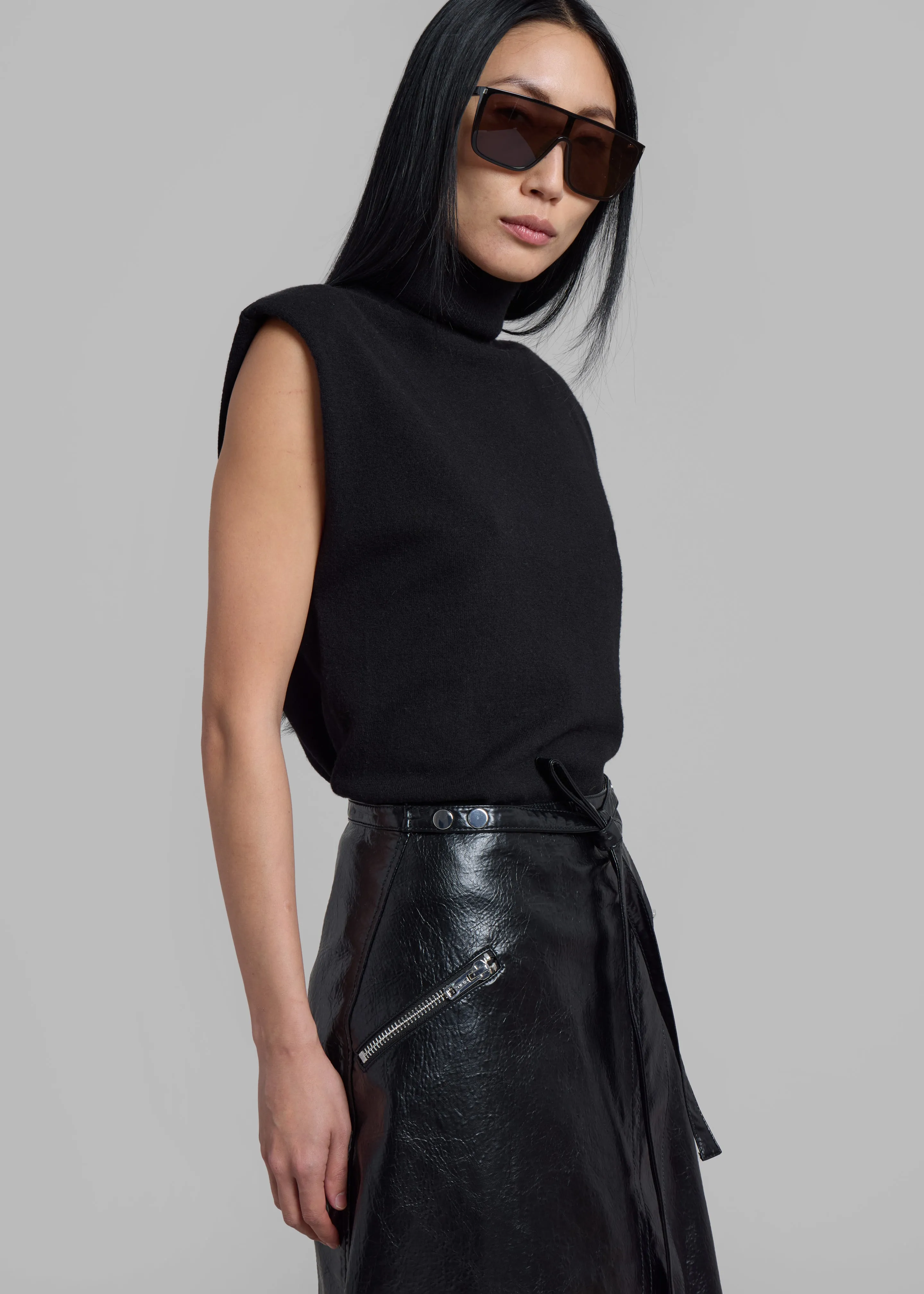 3.1 Phillip Lim Textured Faux Leather Wrap Skirt - Black sold by Frankie Shop product image thumbnail 3