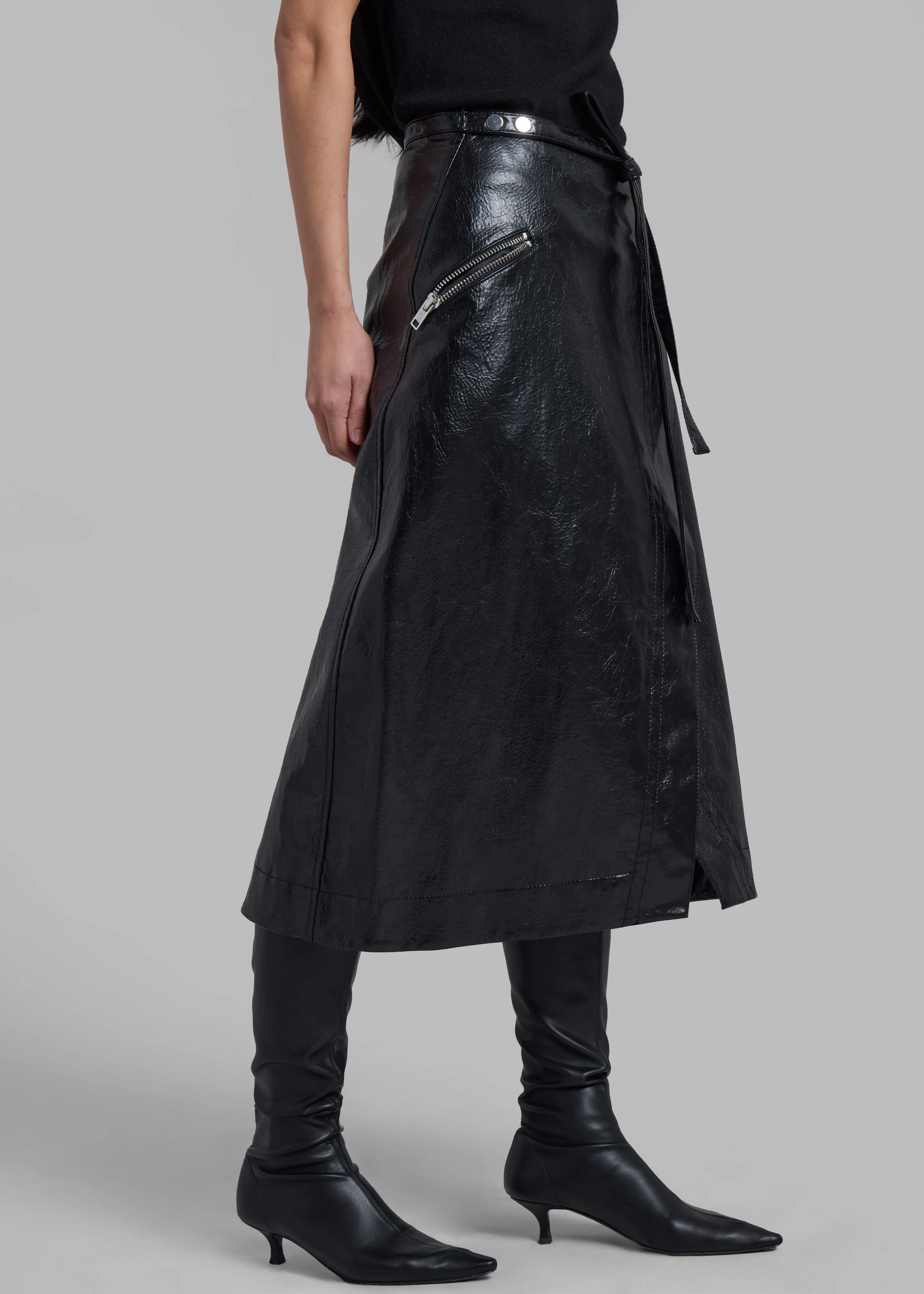 3.1 Phillip Lim Textured Faux Leather Wrap Skirt - Black sold by Frankie Shop