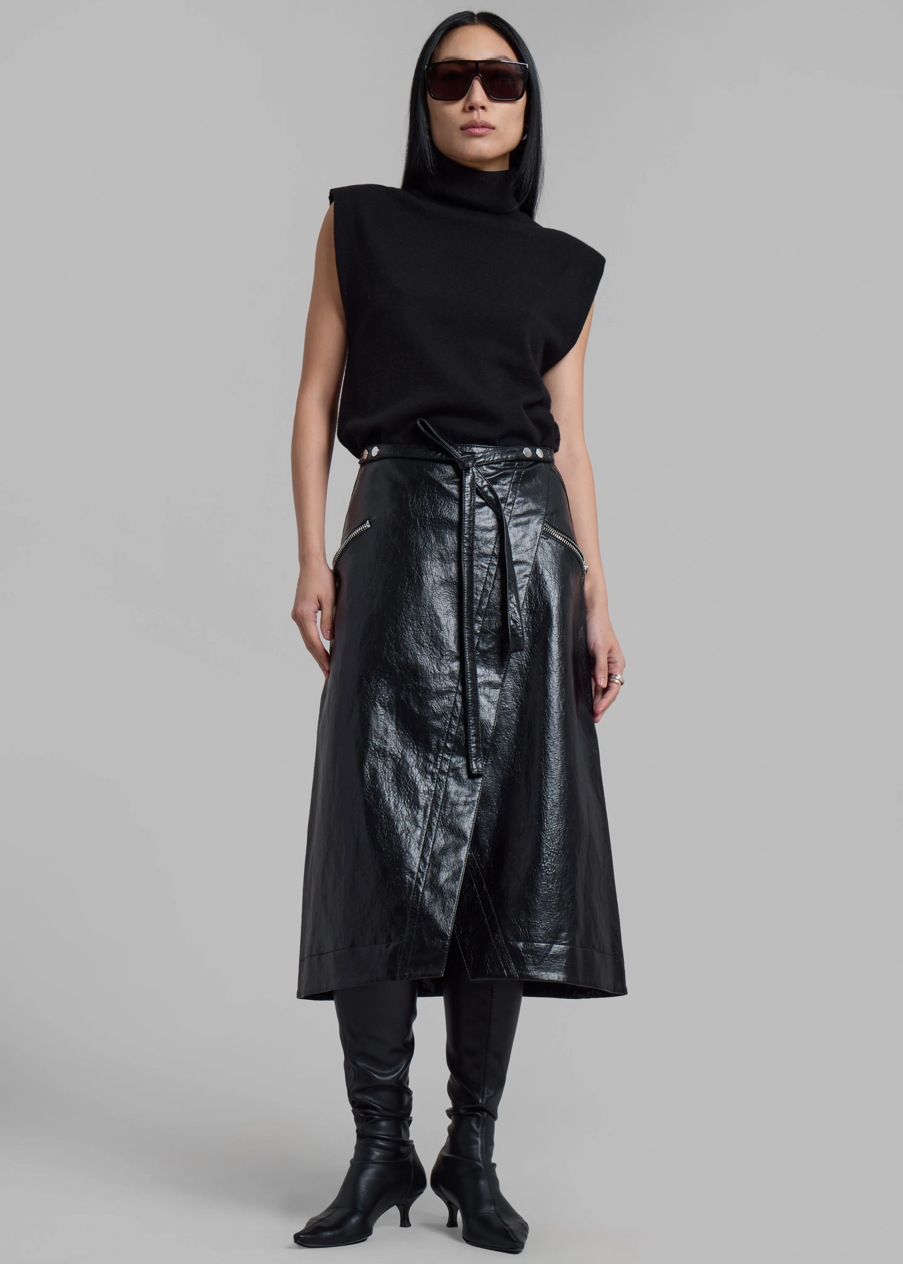 3.1 Phillip Lim Textured Faux Leather Wrap Skirt - Black sold by Frankie Shop product image thumbnail 2