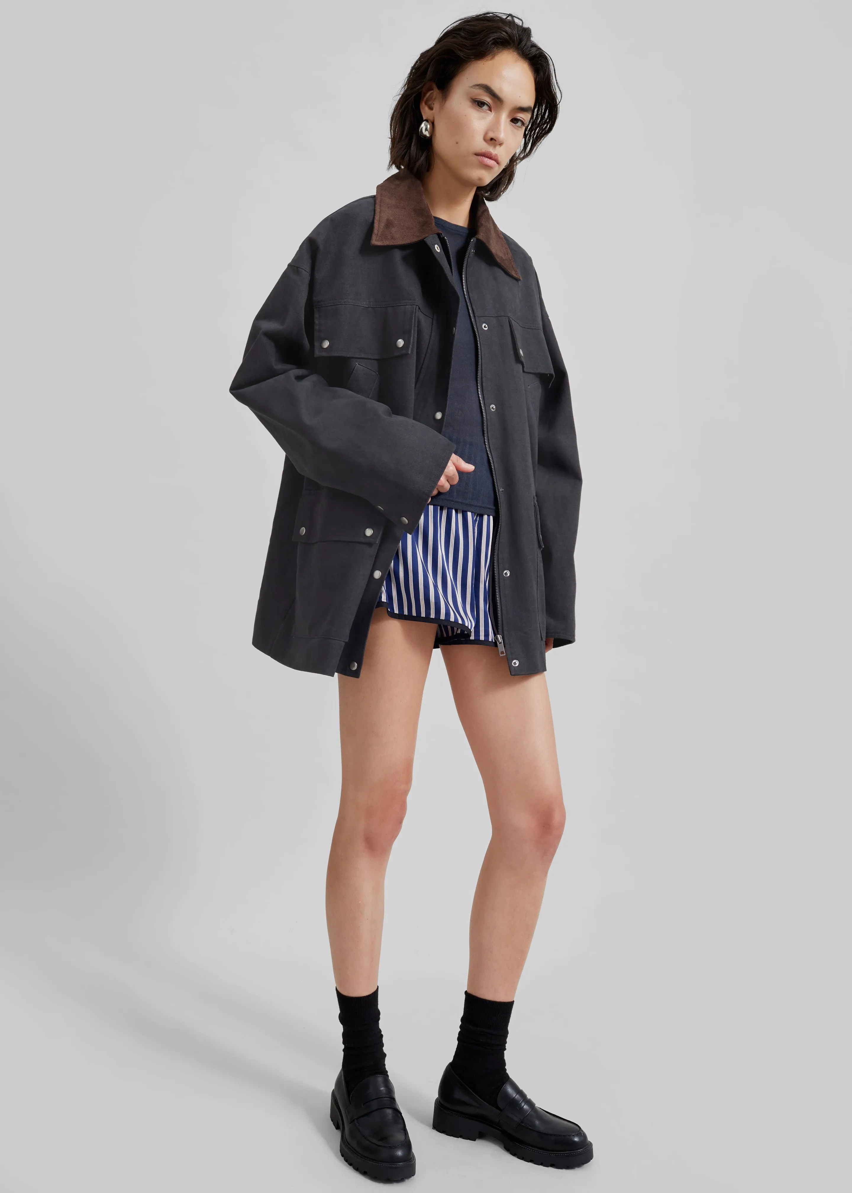 Stevan Contrast Collar Cargo Jacket - Charcoal sold by Frankie Shop product image thumbnail 2