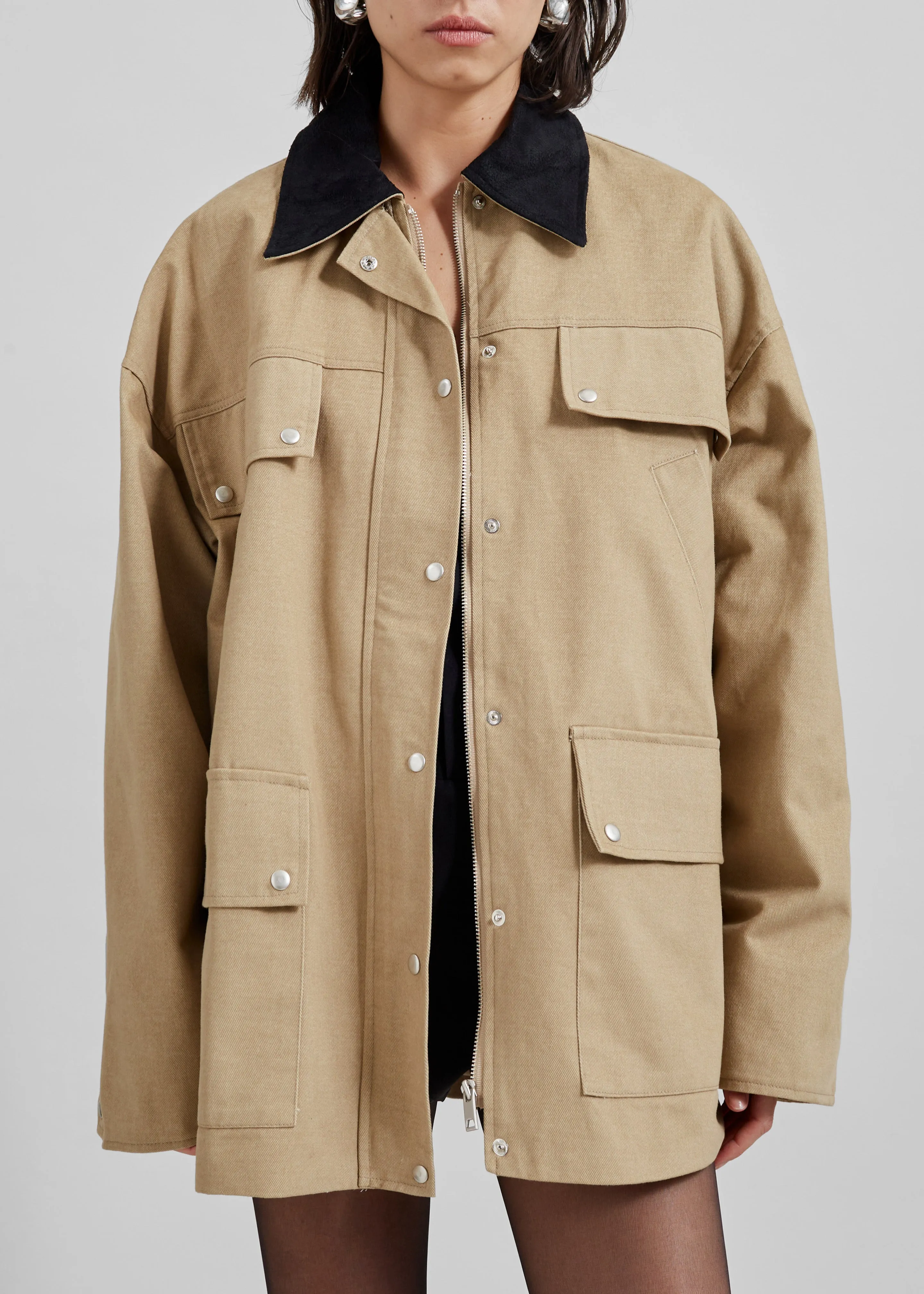 Stevan Contrast Collar Cargo Jacket - Beige sold by Frankie Shop product image thumbnail 4