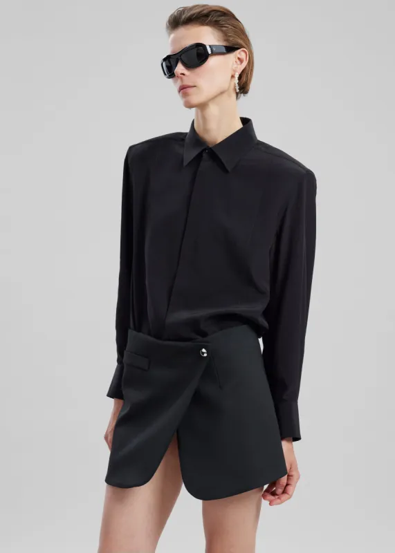 Sophie Silky Padded Shirt - Black sold by Frankie Shop