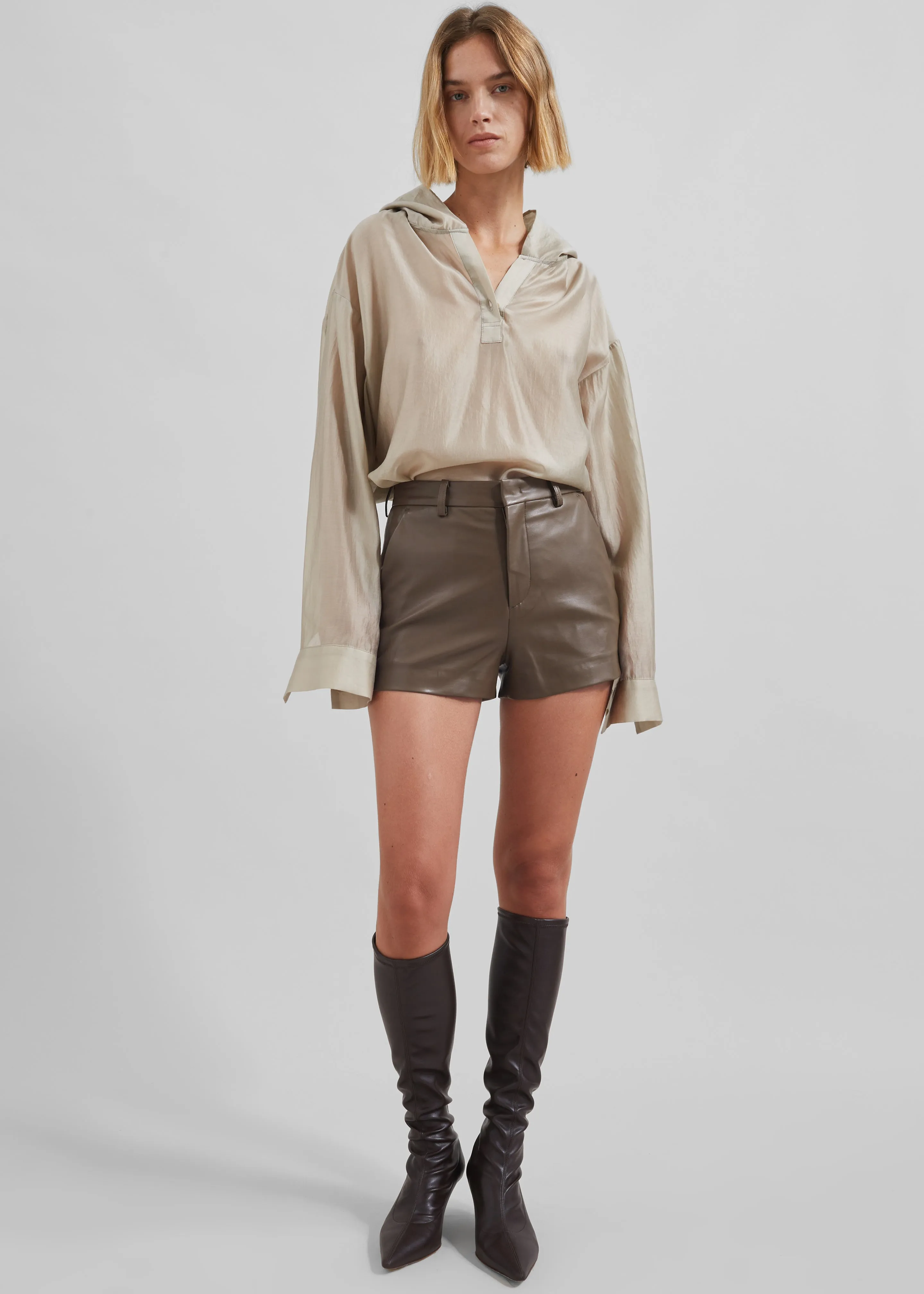 Riga Faux Leather Hot Pants - Brown sold by Frankie Shop product image thumbnail 4
