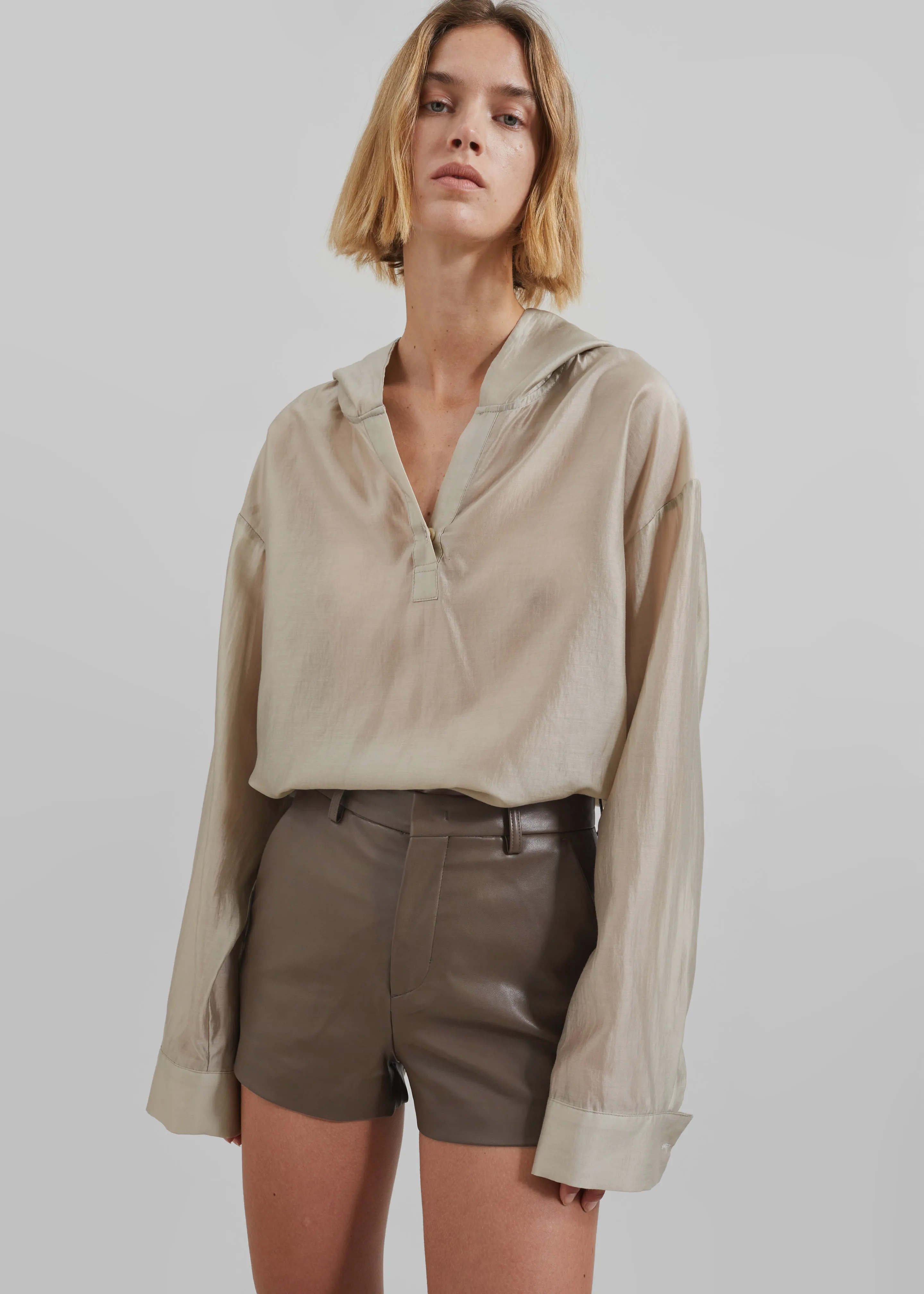 Riga Faux Leather Hot Pants - Brown sold by Frankie Shop product image thumbnail 5