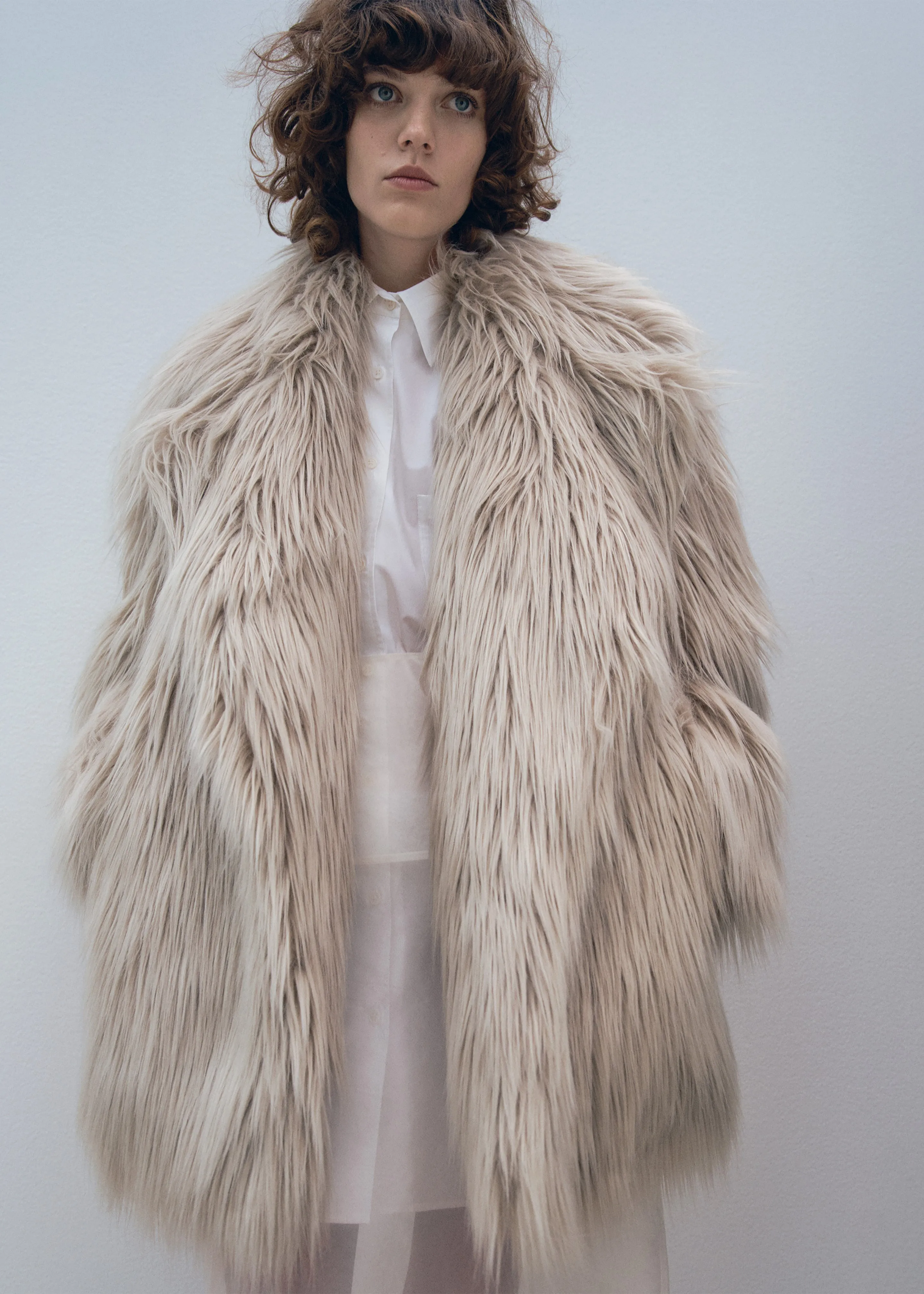 Liza Short Faux Fur Coat - Grey sold by Frankie Shop product image thumbnail 3