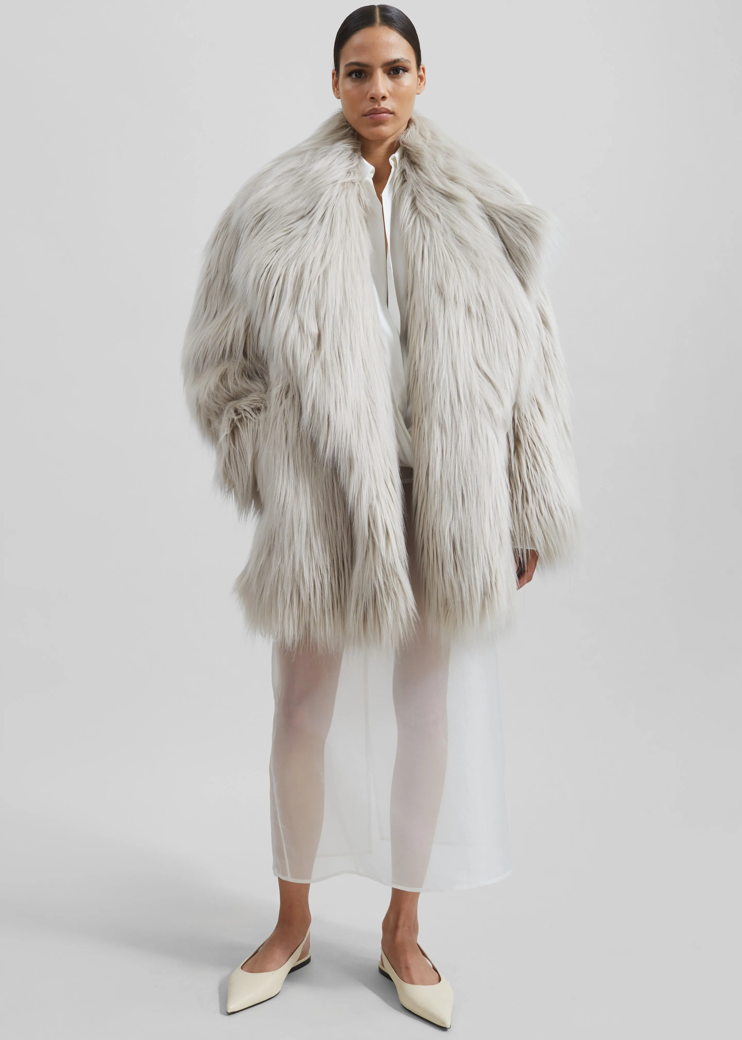 Liza Short Faux Fur Coat - Grey sold by Frankie Shop product image thumbnail 5