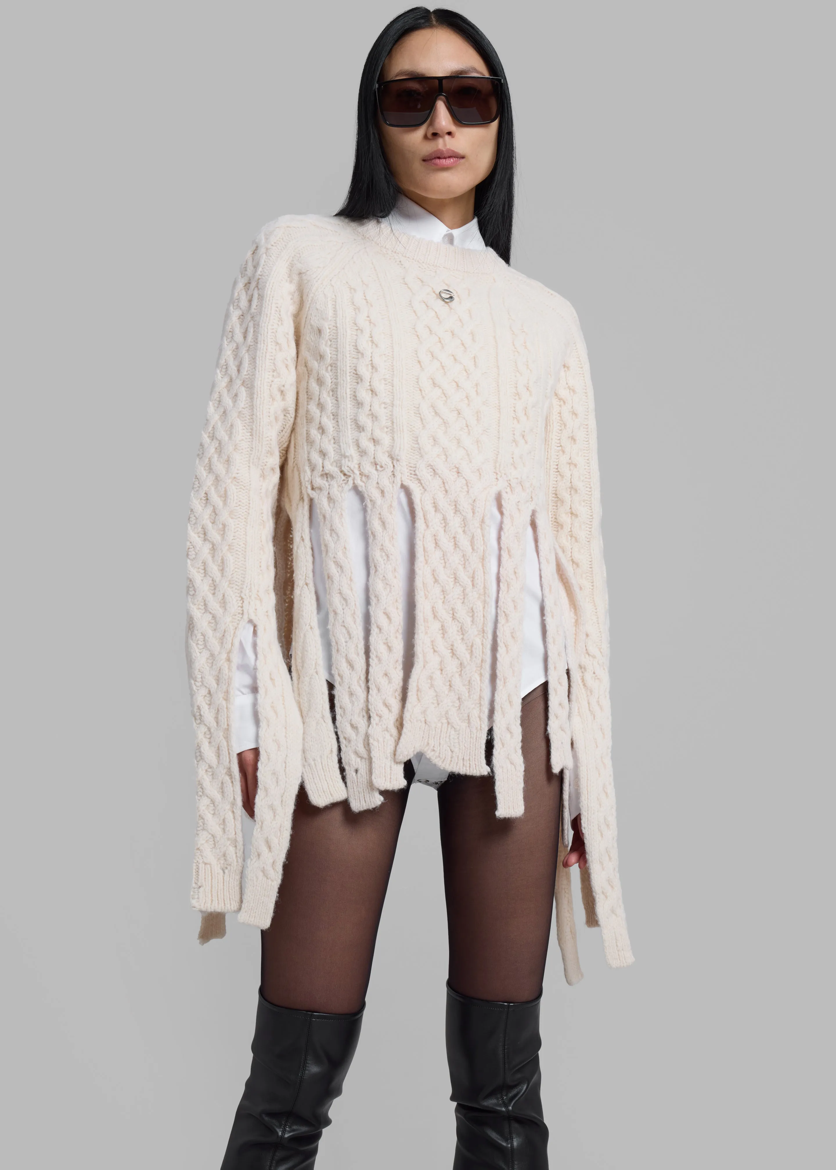 Coperni Shredded Knit Sweater - Beige sold by Frankie Shop product image thumbnail 5
