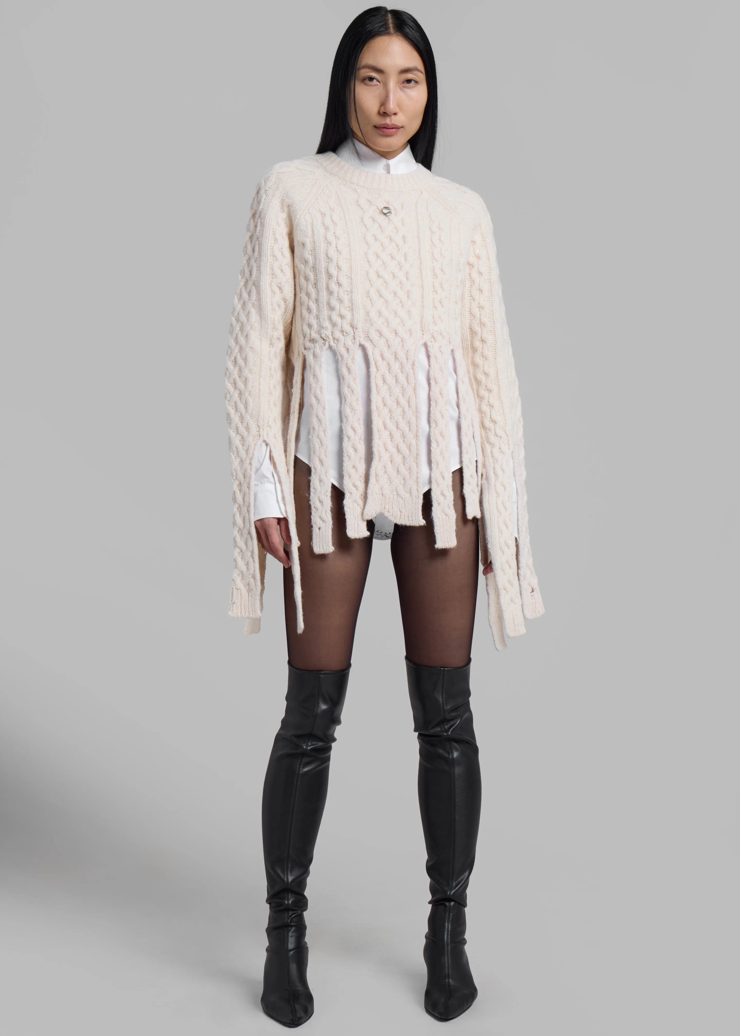 Coperni Shredded Knit Sweater - Beige sold by Frankie Shop product image thumbnail 4