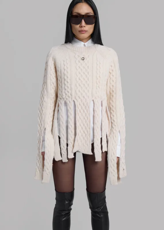 Coperni Shredded Knit Sweater - Beige sold by Frankie Shop
