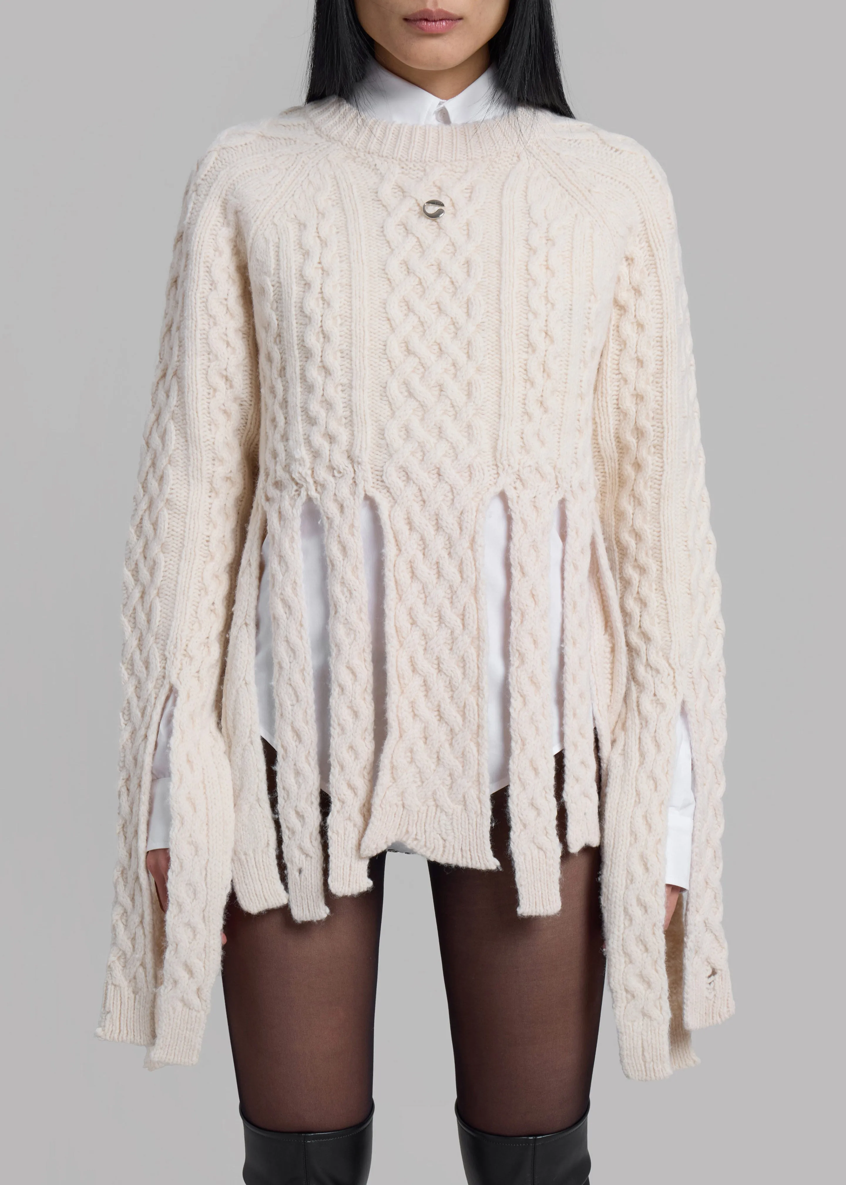 Coperni Shredded Knit Sweater - Beige sold by Frankie Shop product image thumbnail 3