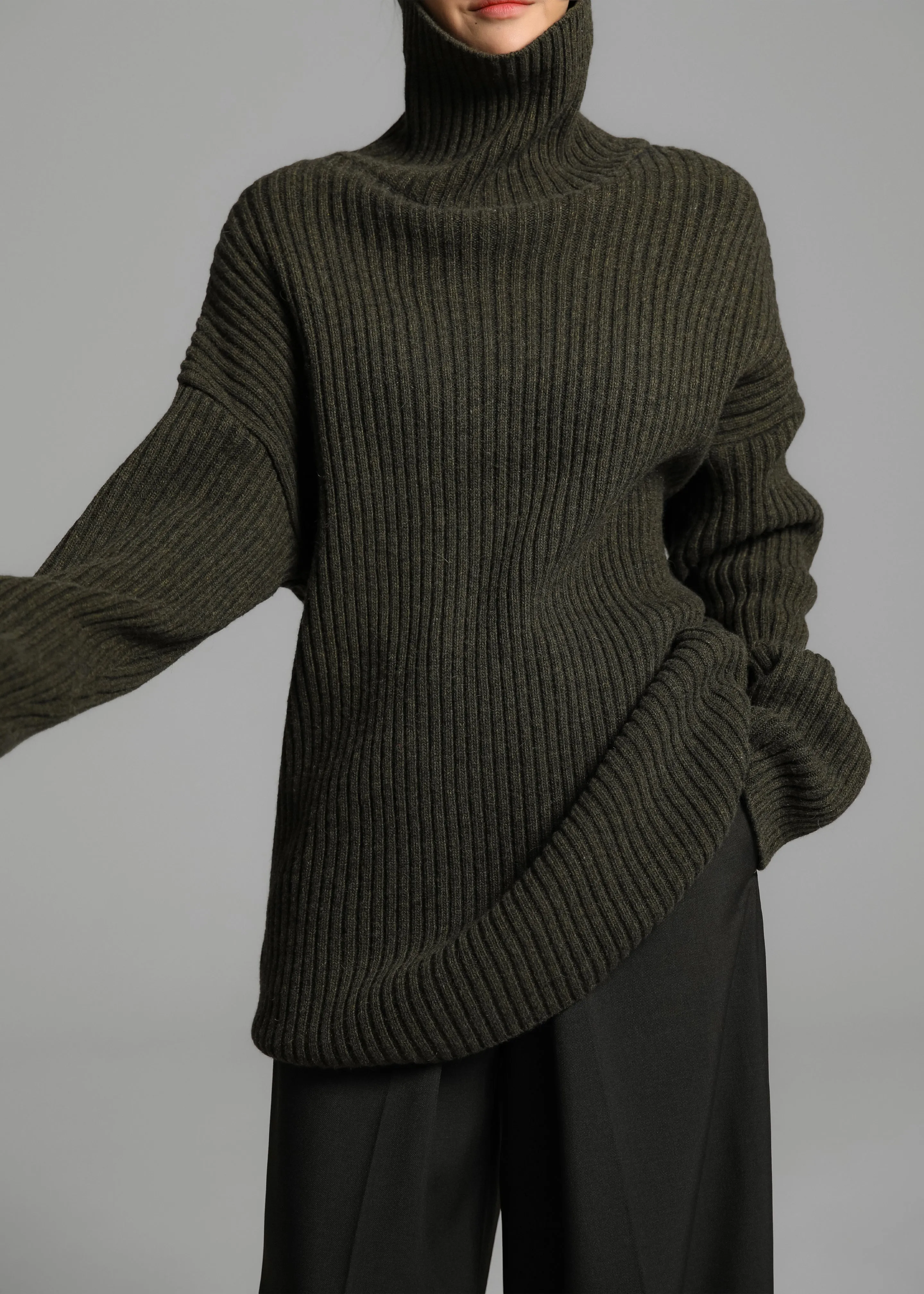 Thelma Ribbed Sweater Dress - Khaki sold by Frankie Shop product image thumbnail 5