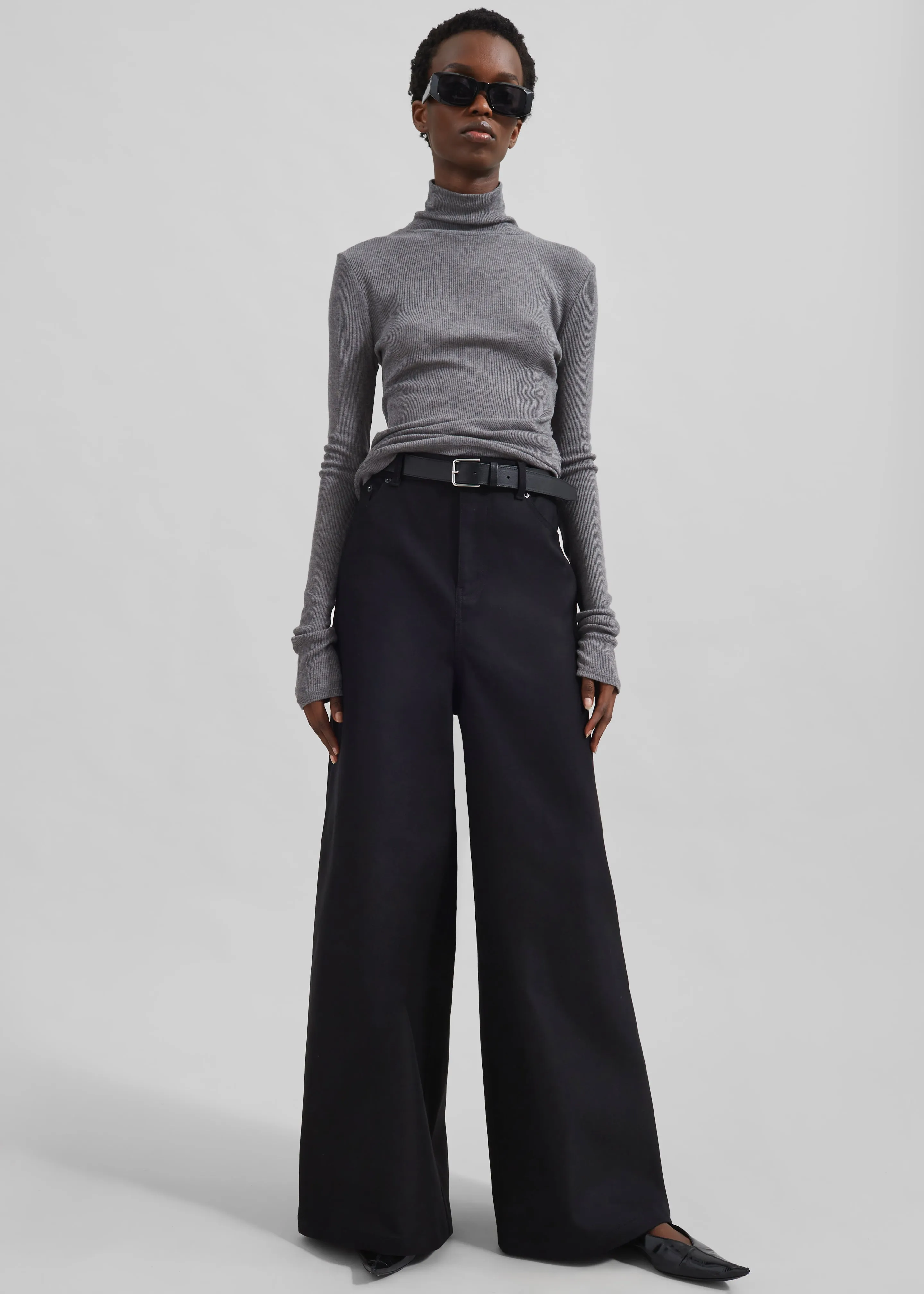 Sasha Wide Leg Twill Pants - Black sold by Frankie Shop product image thumbnail 2