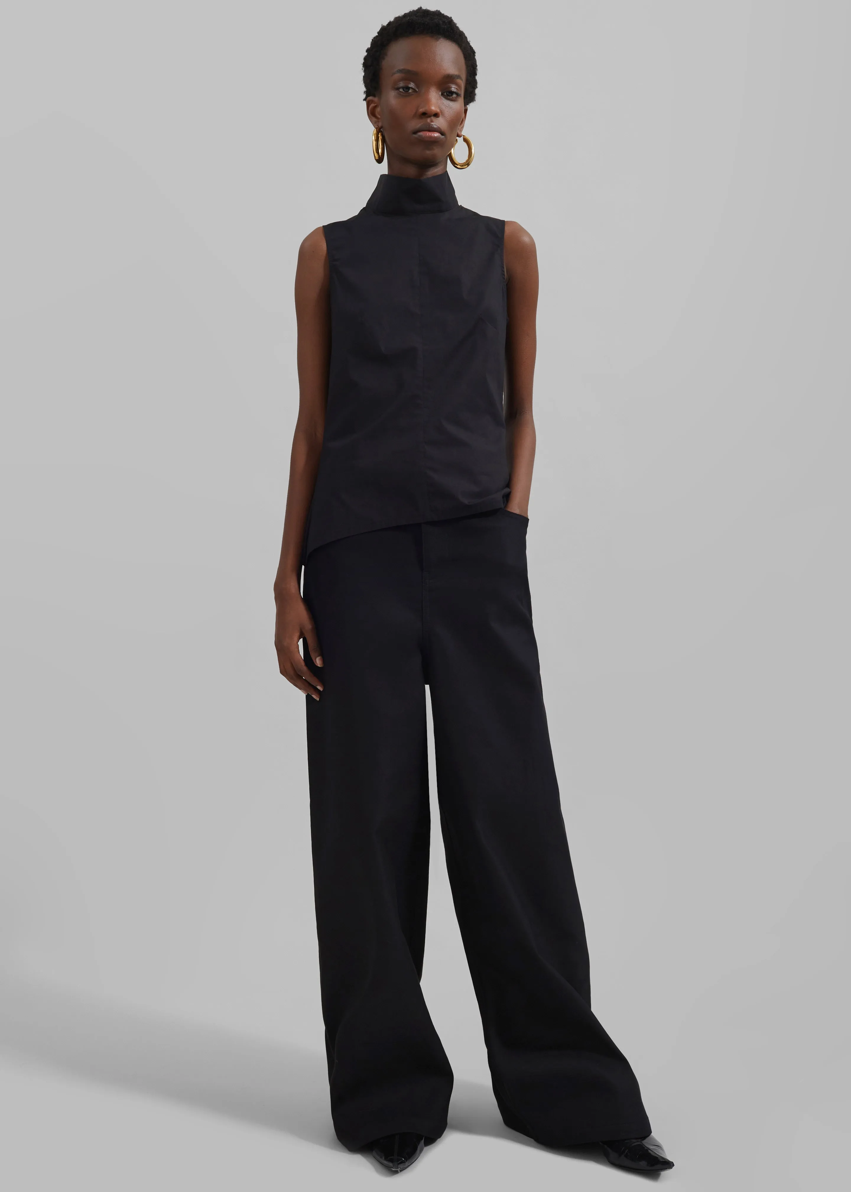 Sasha Wide Leg Twill Pants - Black sold by Frankie Shop product image thumbnail 5