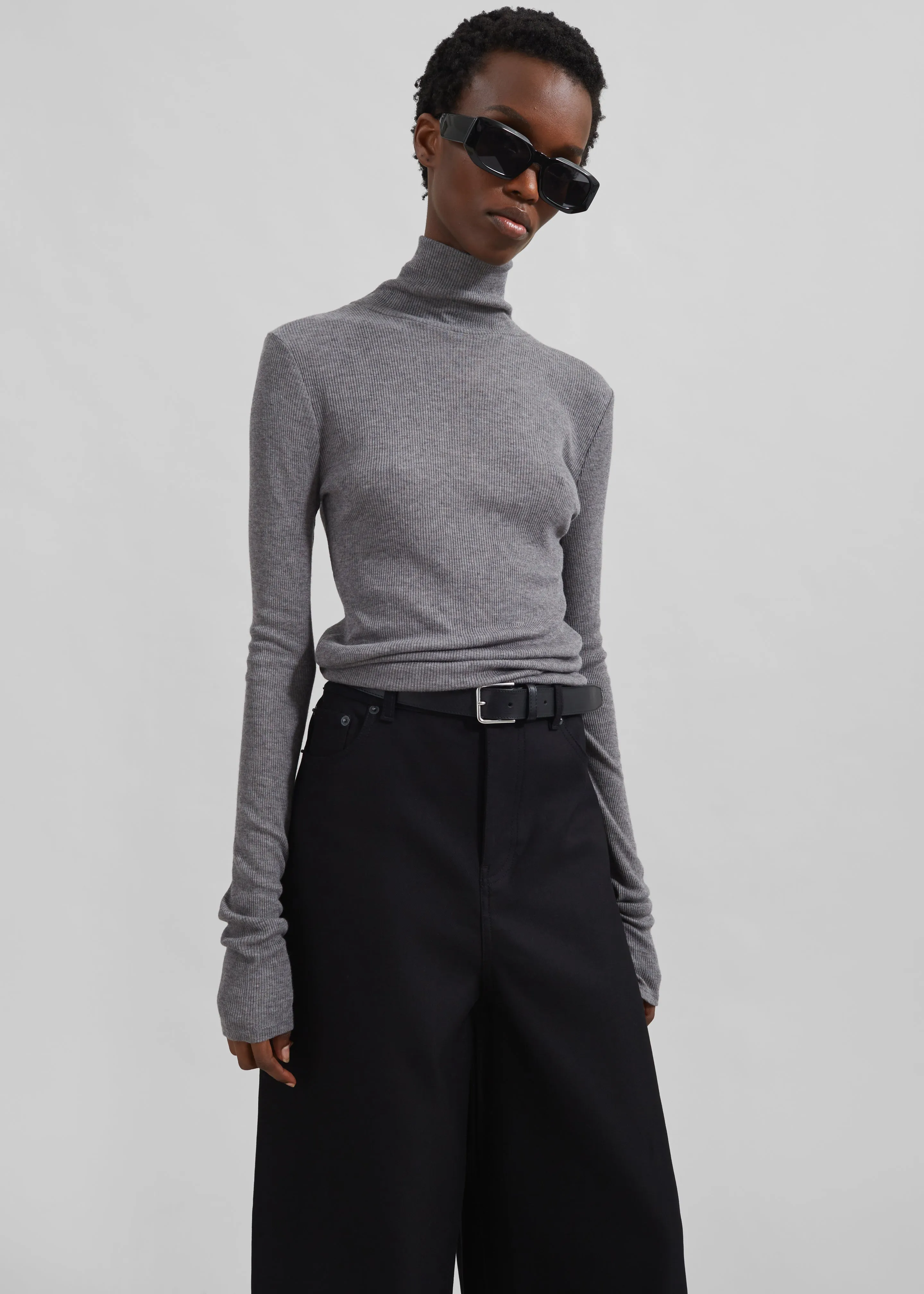 Samsøe Samsøe Sasonnet Turtleneck - Mid Grey Melange sold by Frankie Shop