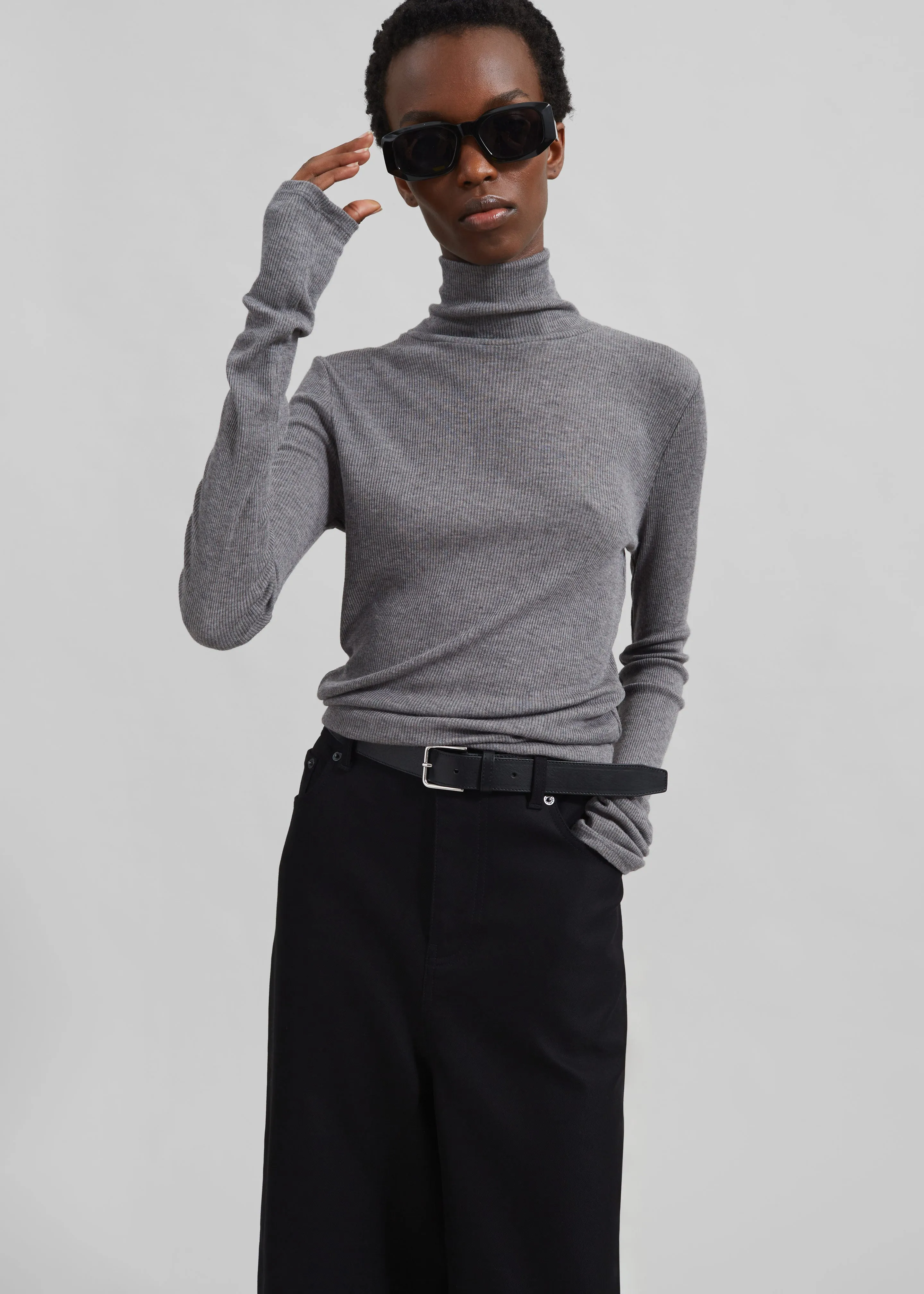 Samsøe Samsøe Sasonnet Turtleneck - Mid Grey Melange sold by Frankie Shop product image thumbnail 3