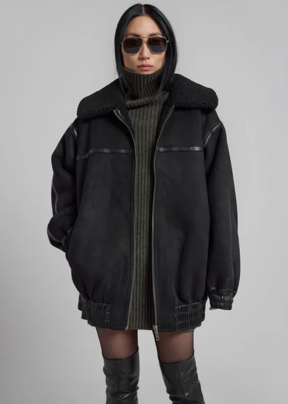 Rotate Oversized Bomber Jacket - Black made by Frankie Shop