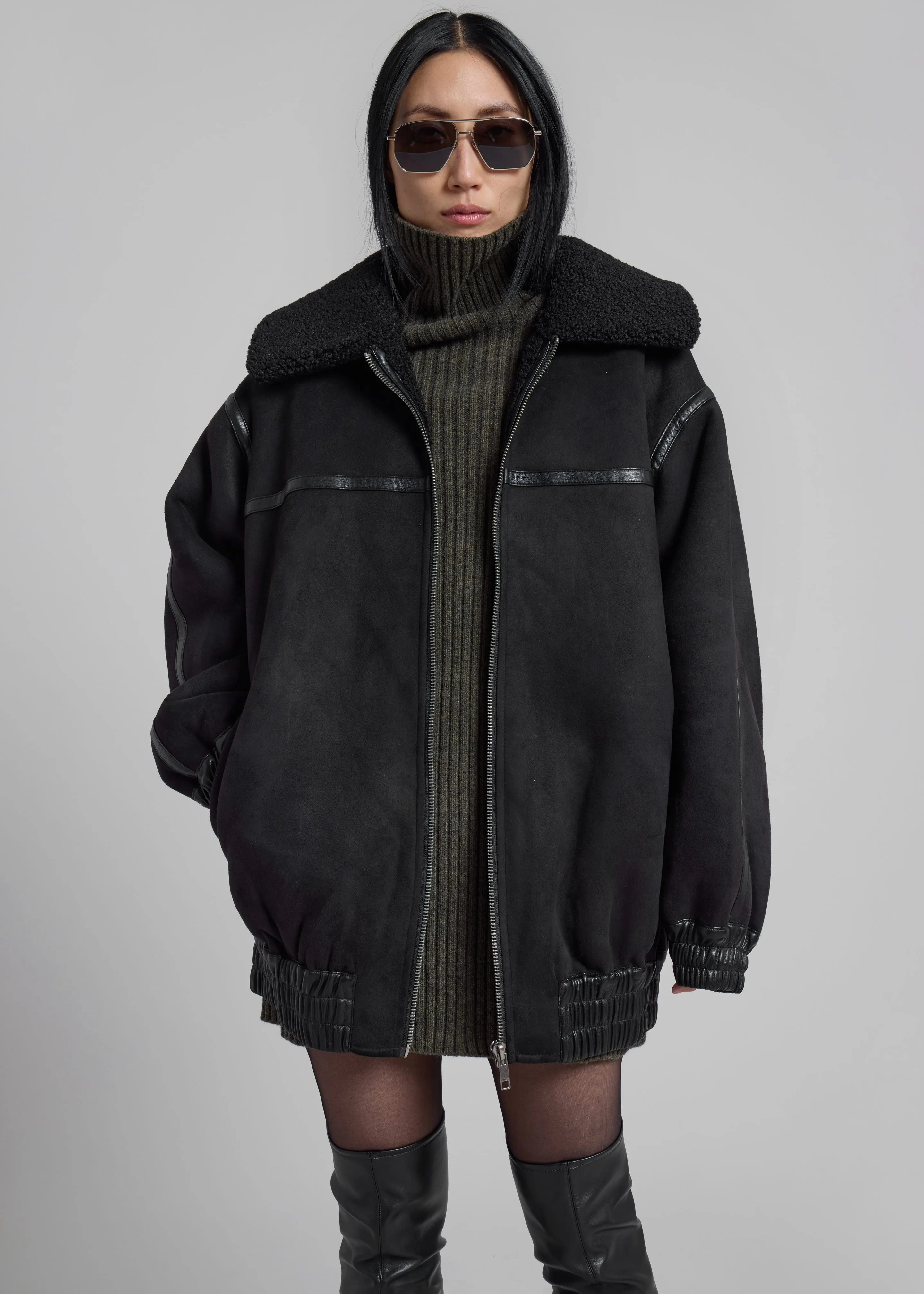 Rotate Oversized Bomber Jacket - Black sold by Frankie Shop