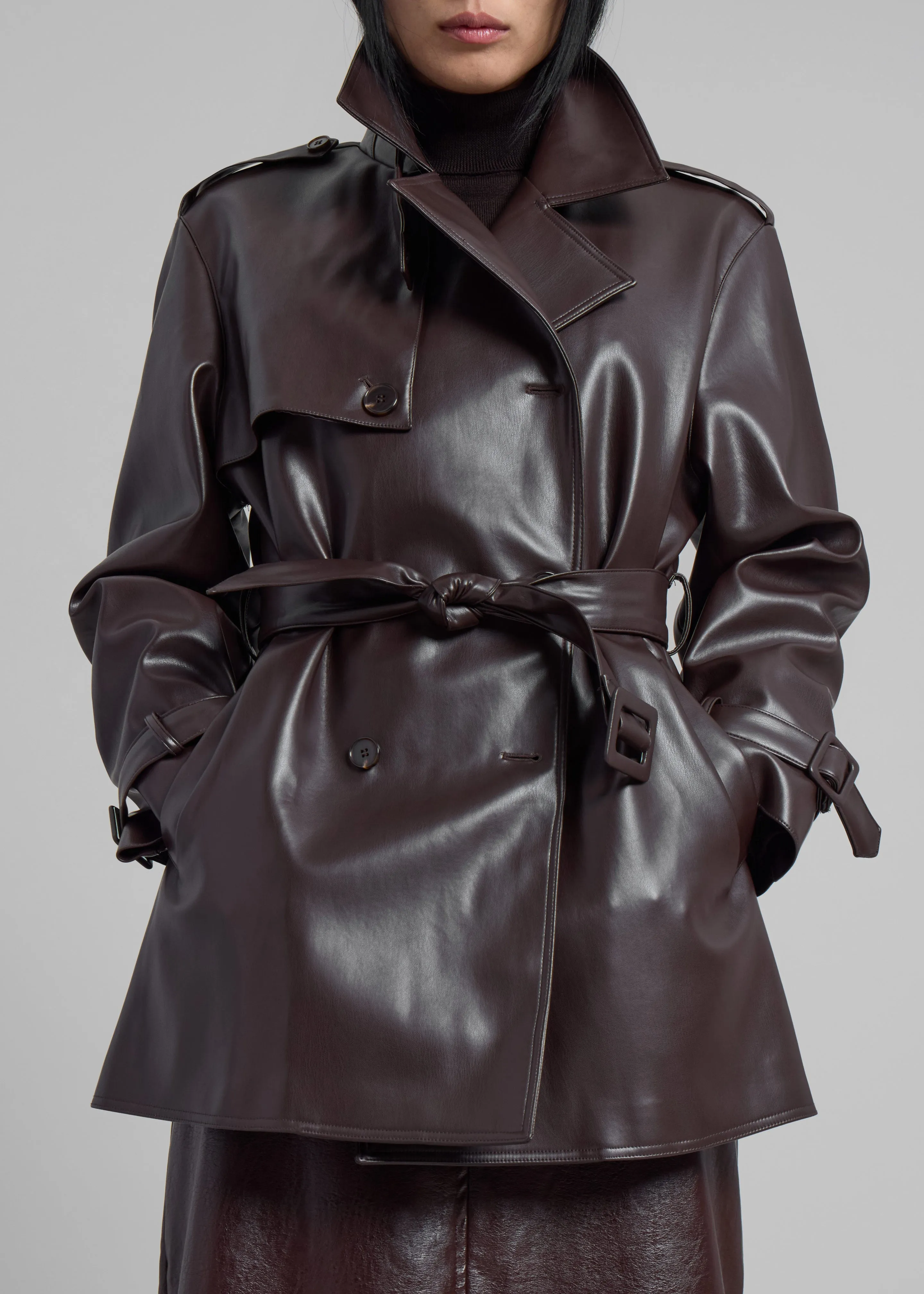 Medora Faux Leather Trench - Brown sold by Frankie Shop product image thumbnail 4