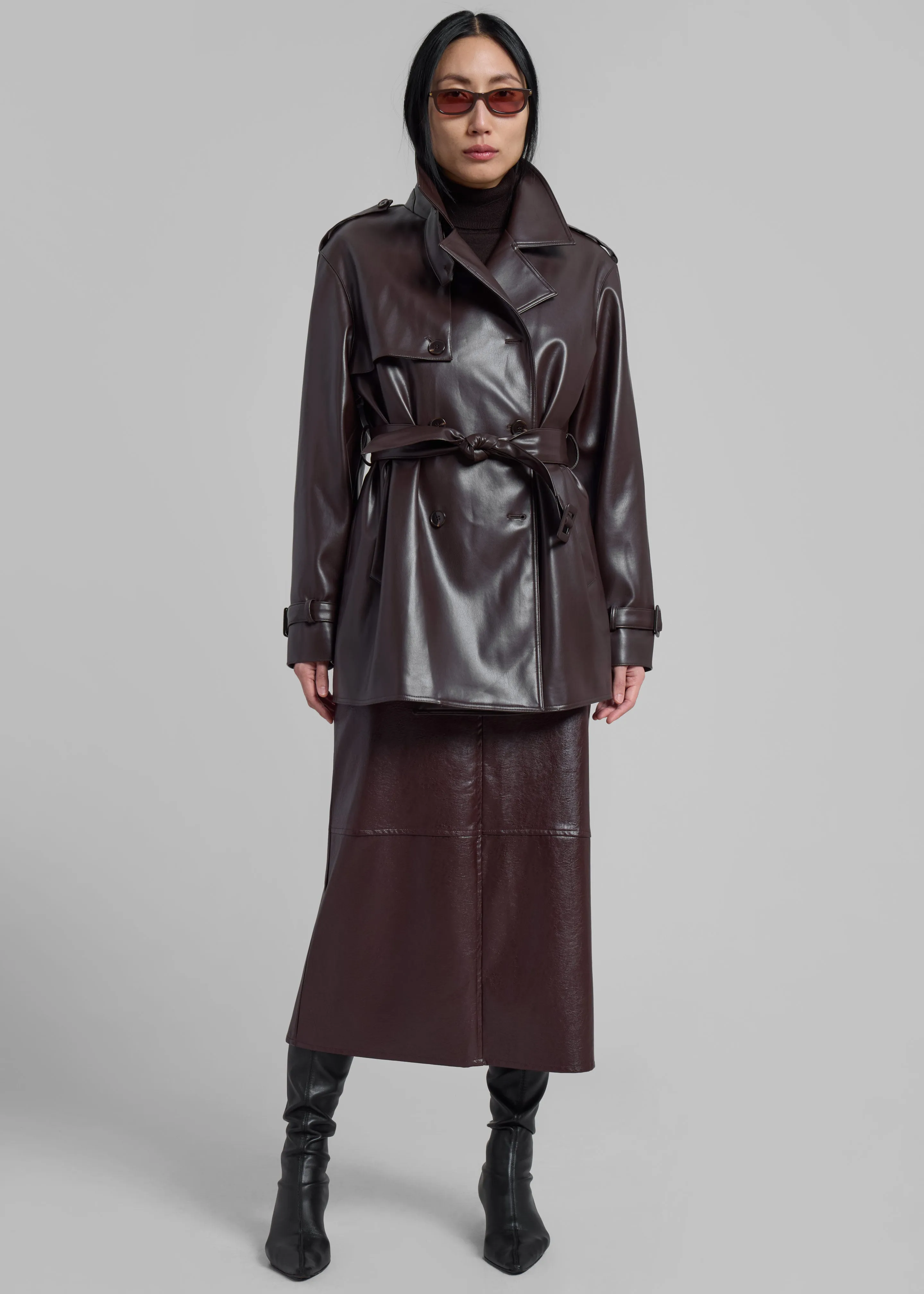 Medora Faux Leather Trench - Brown sold by Frankie Shop