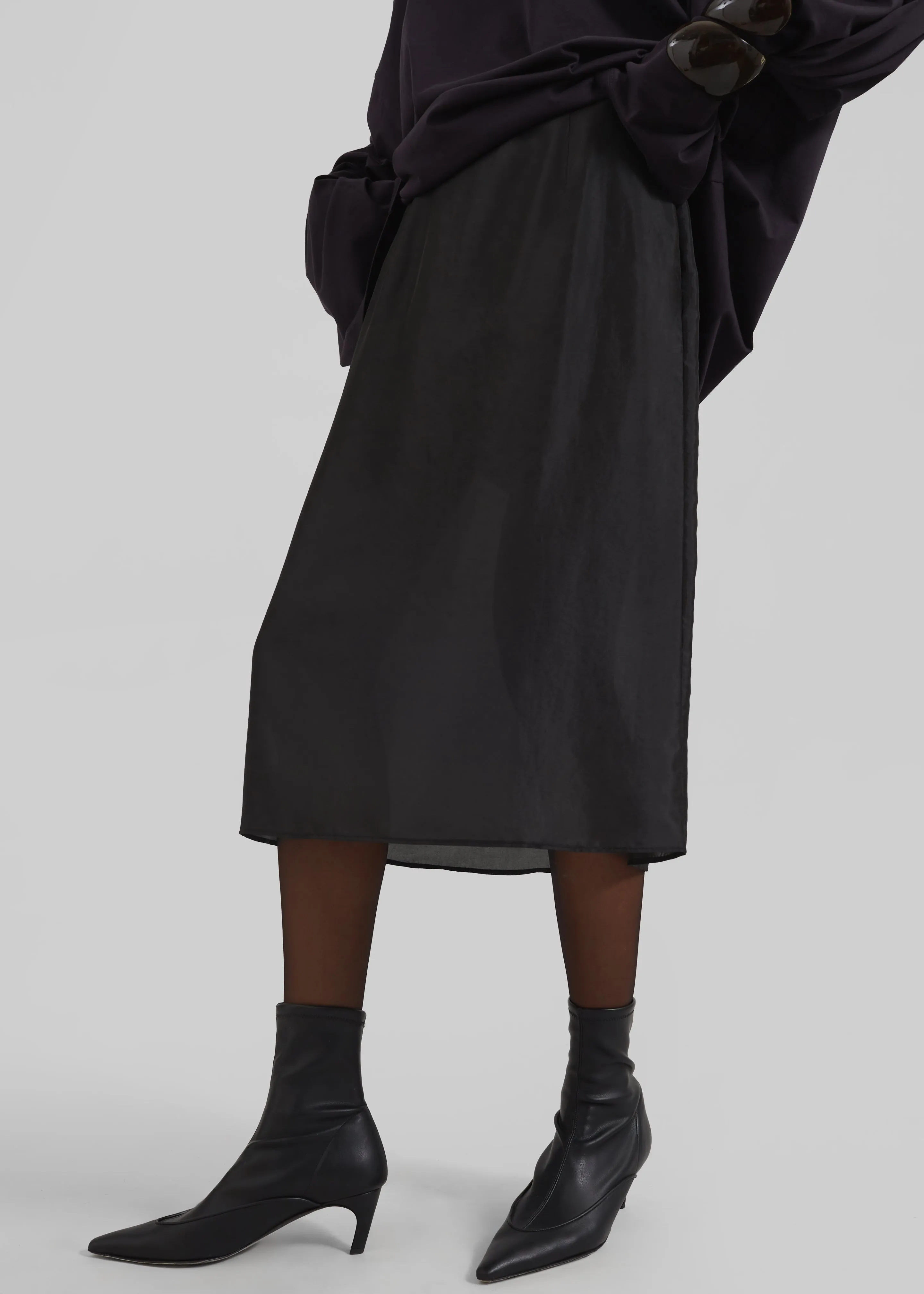 Naya Sheer Organza Midi Skirt - Black sold by Frankie Shop