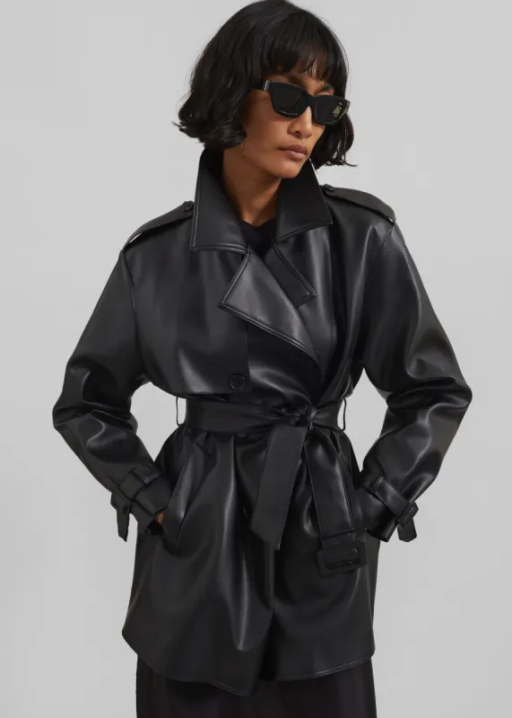 Medora Faux Leather Trench - Black sold by Frankie Shop