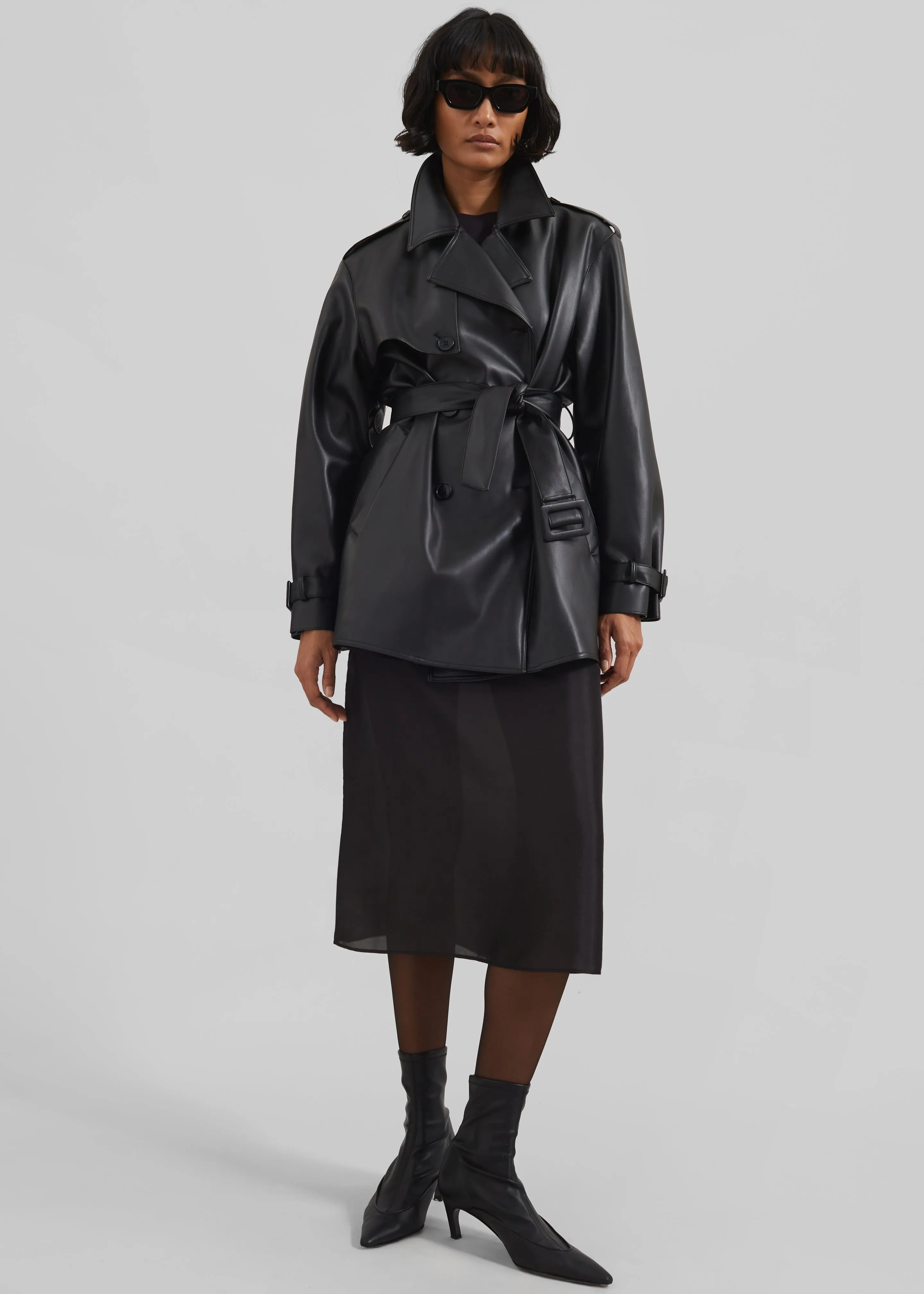 Medora Faux Leather Trench - Black sold by Frankie Shop product image thumbnail 4