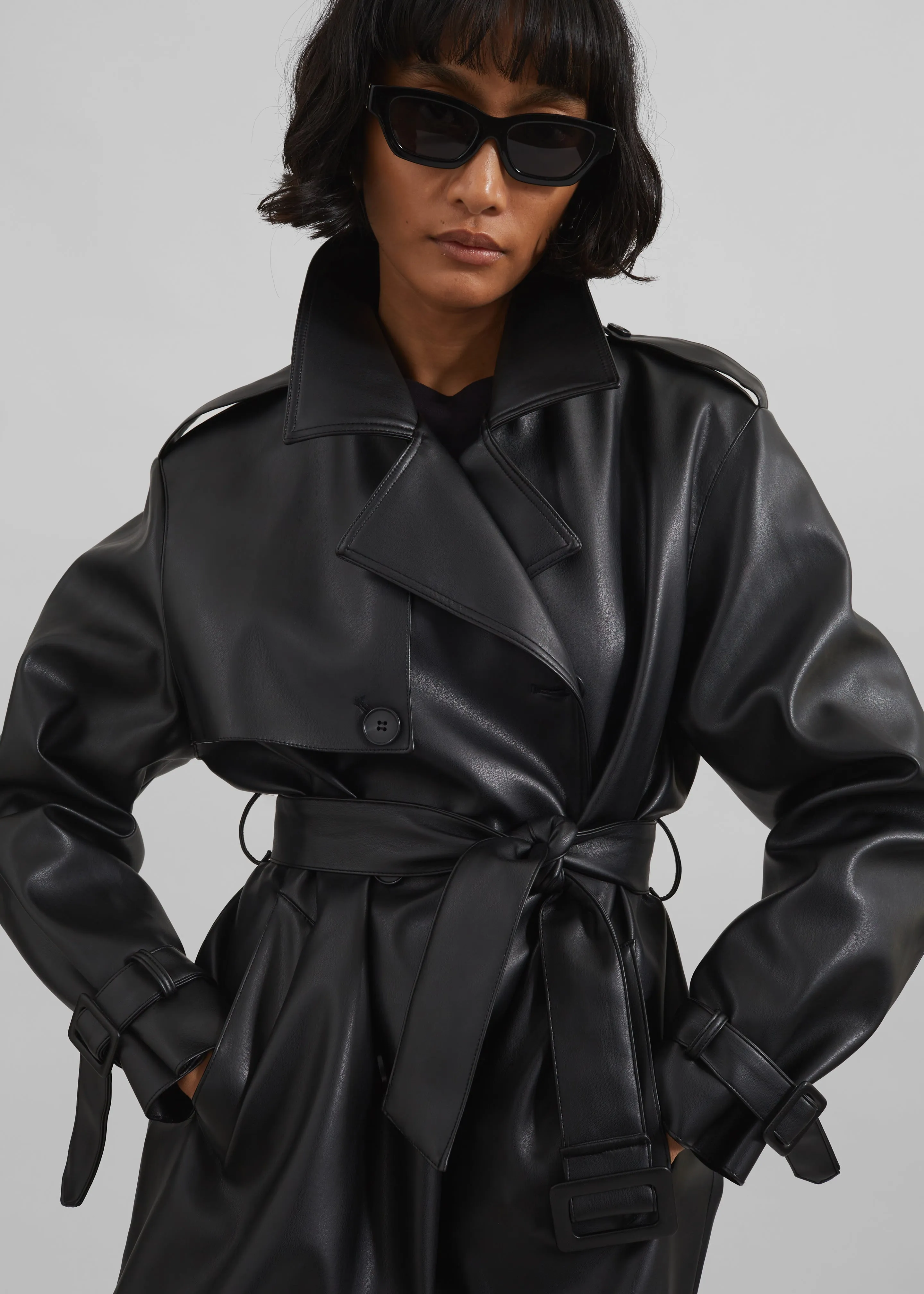 Medora Faux Leather Trench - Black sold by Frankie Shop product image thumbnail 3