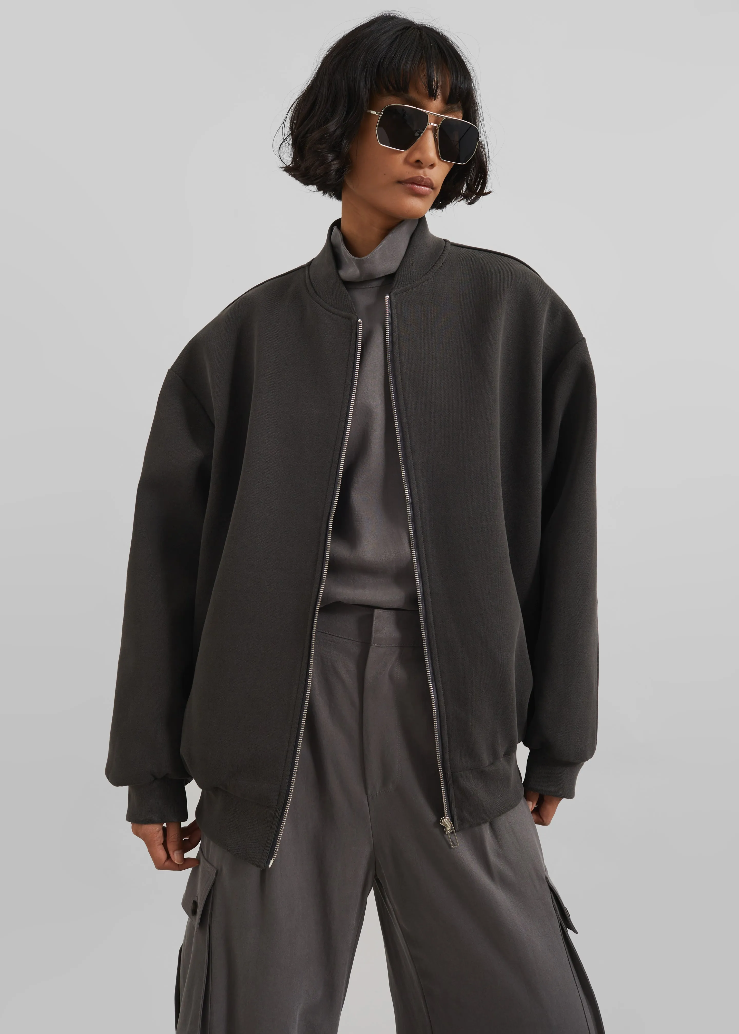 Jura Cotton Bomber Jacket - Charcoal sold by Frankie Shop