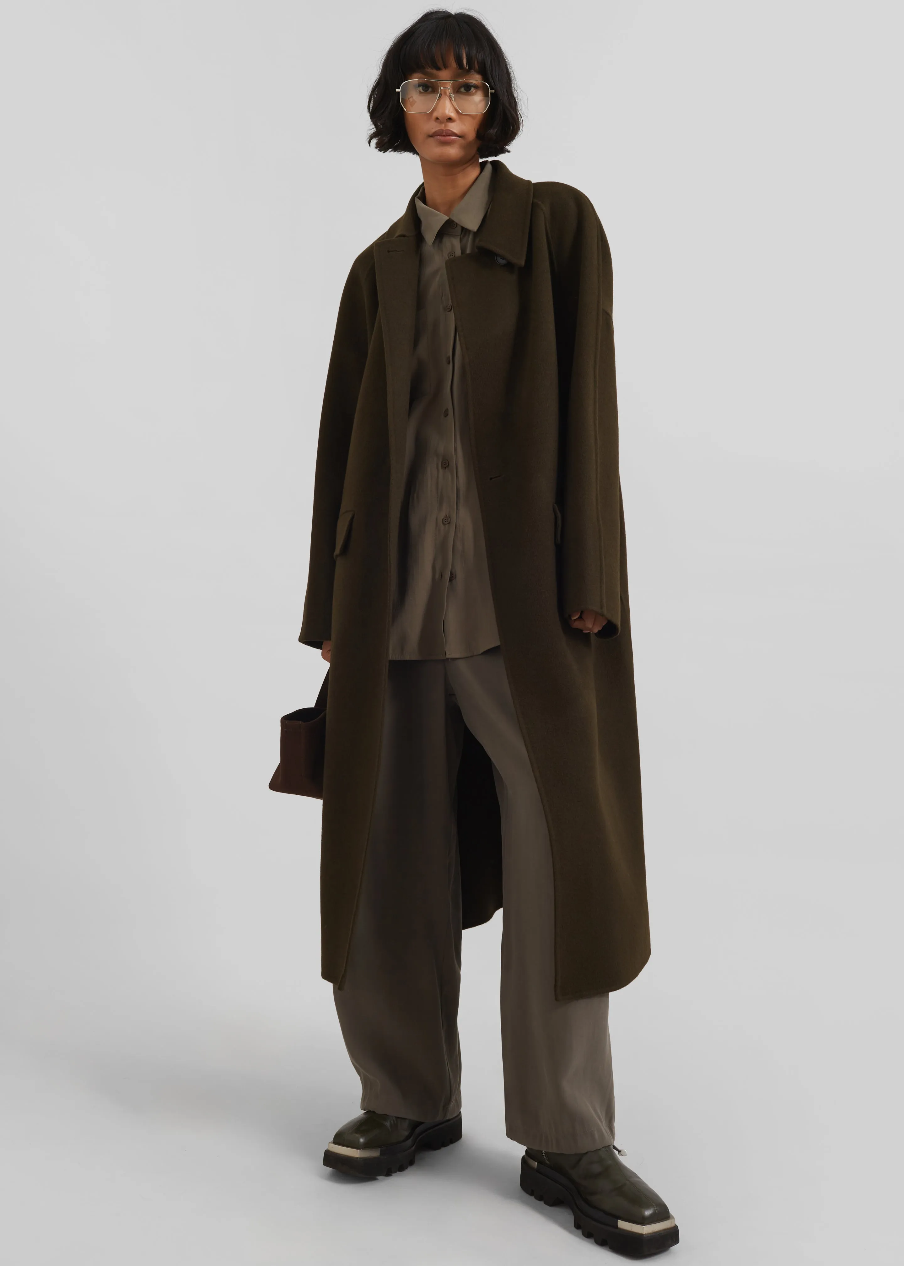 Jalhay Oversized Wool Coat - Khaki Brown sold by Frankie Shop product image thumbnail 4