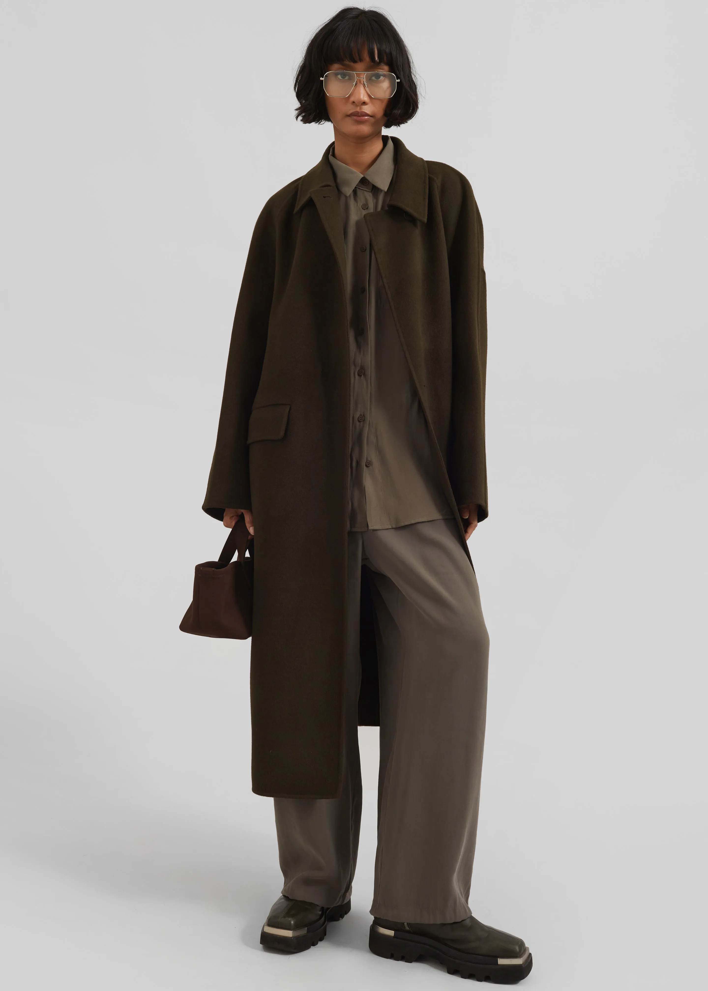 Jalhay Oversized Wool Coat - Khaki Brown sold by Frankie Shop product image thumbnail 2