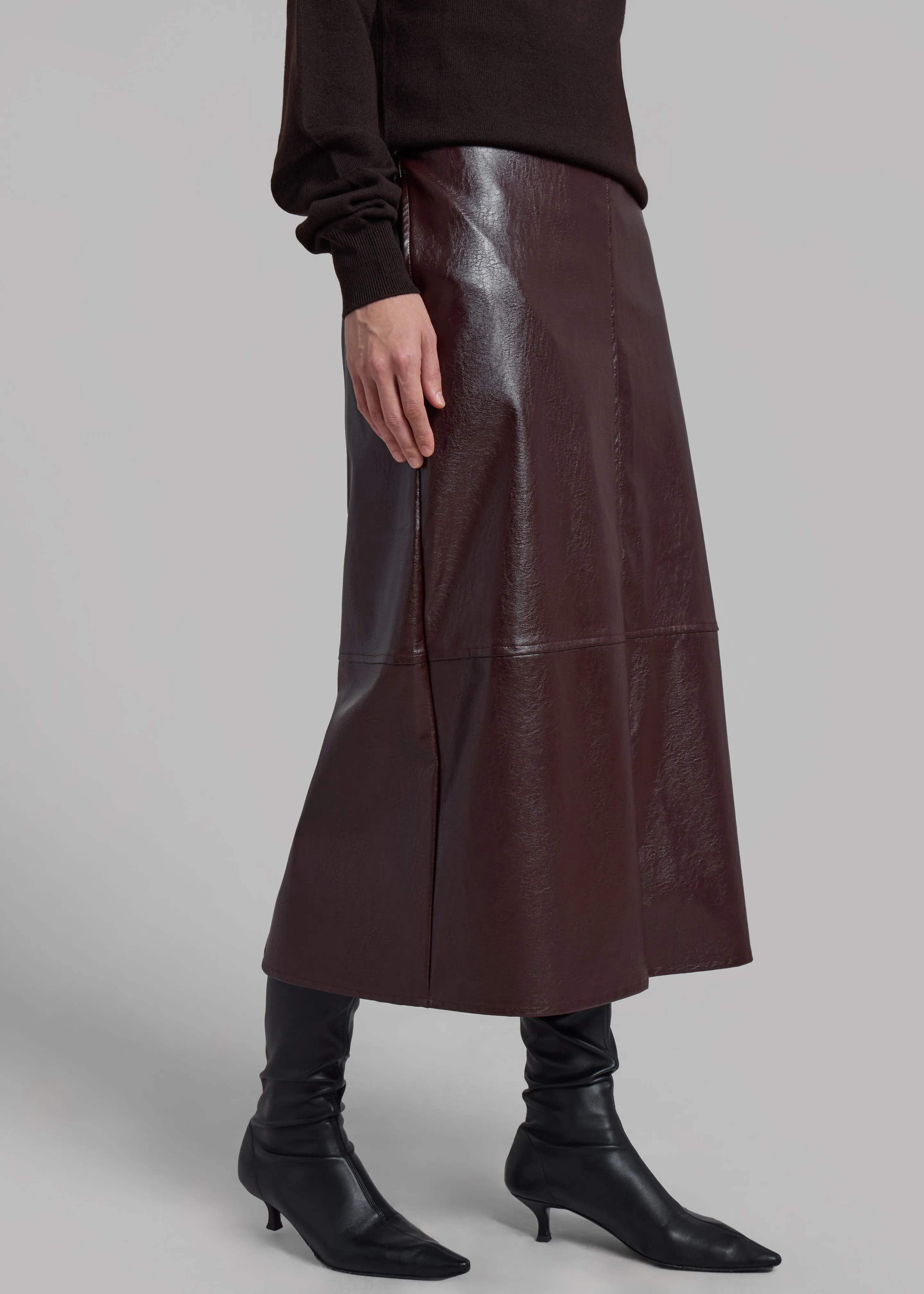 Erminie Midi Faux Leather Skirt - Brown sold by Frankie Shop product image thumbnail 2