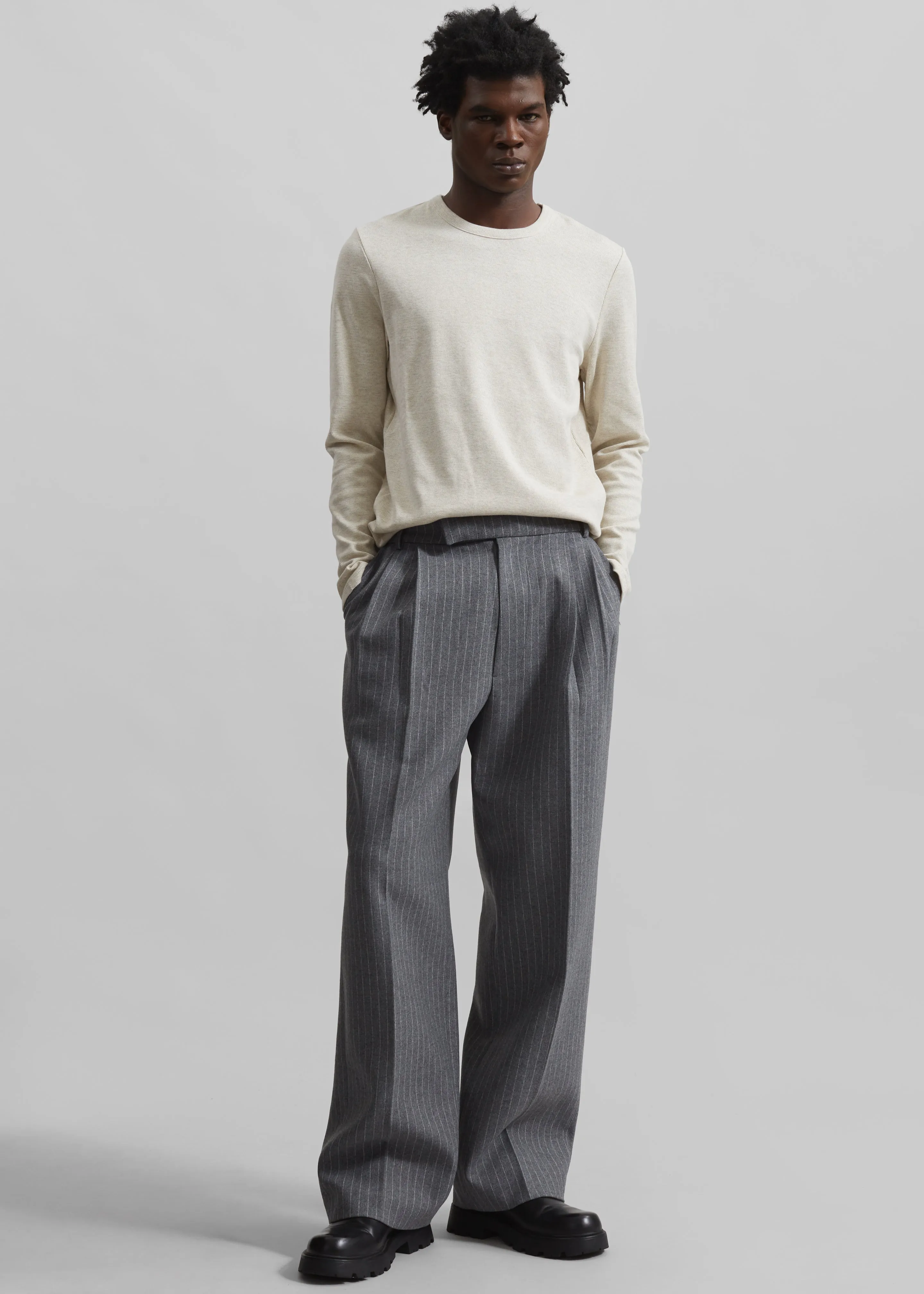 Beo Suit Pants - Grey/White Pinstripe sold by Frankie Shop product image thumbnail 4