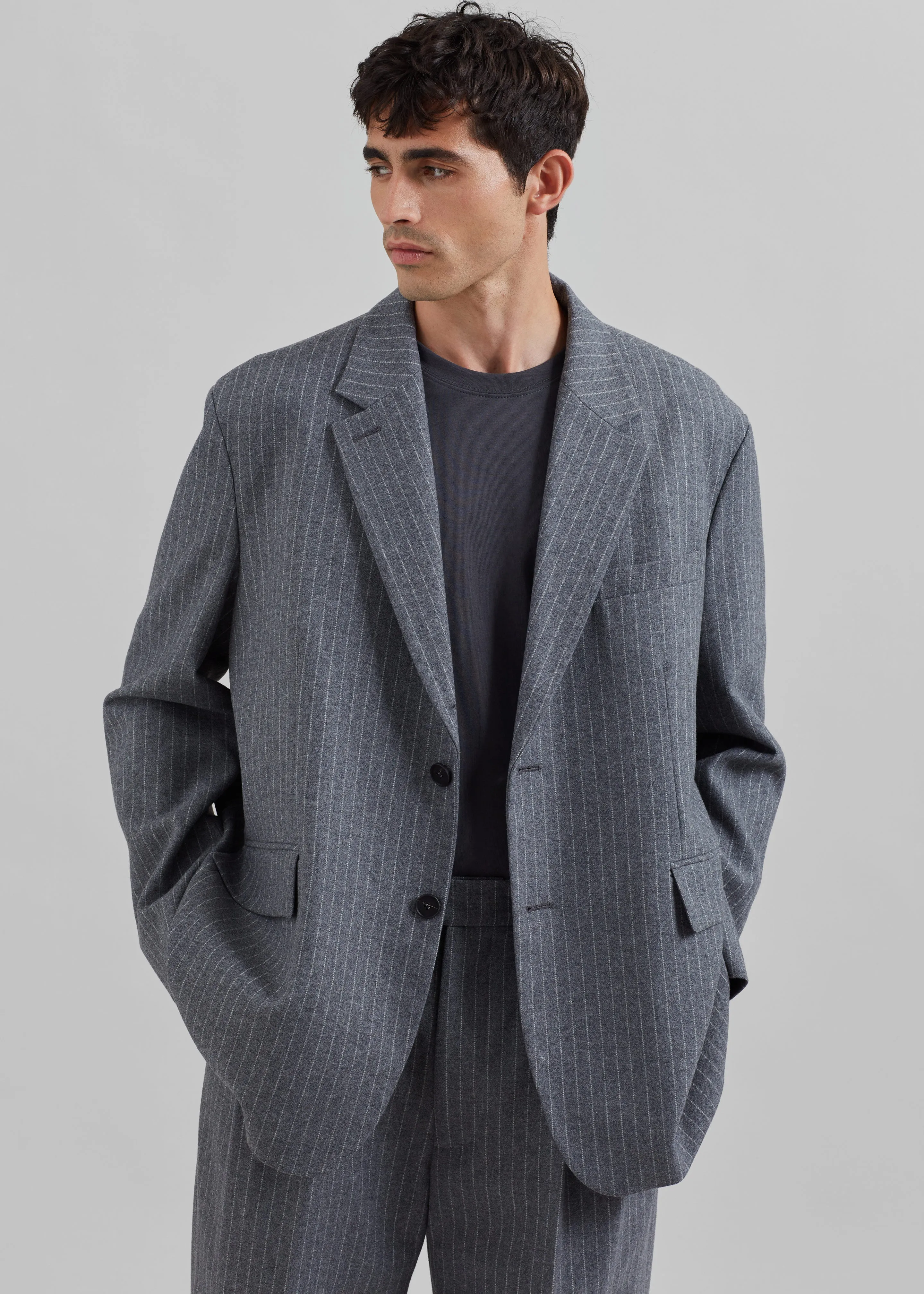Beo Blazer - Grey/White Pinstripe sold by Frankie Shop product image thumbnail 2