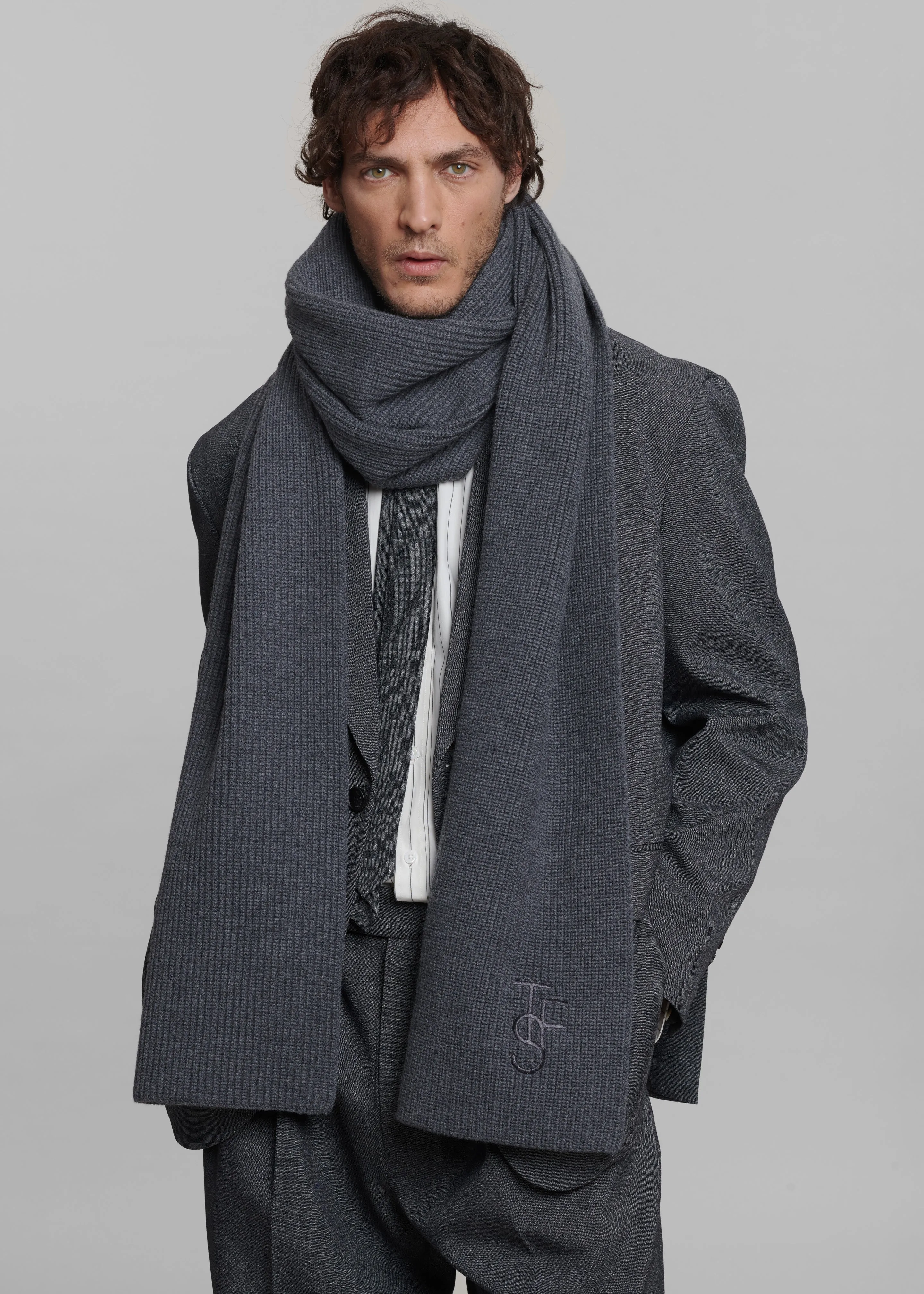 Colton Wool Scarf - Grey Melange sold by Frankie Shop product image thumbnail 2