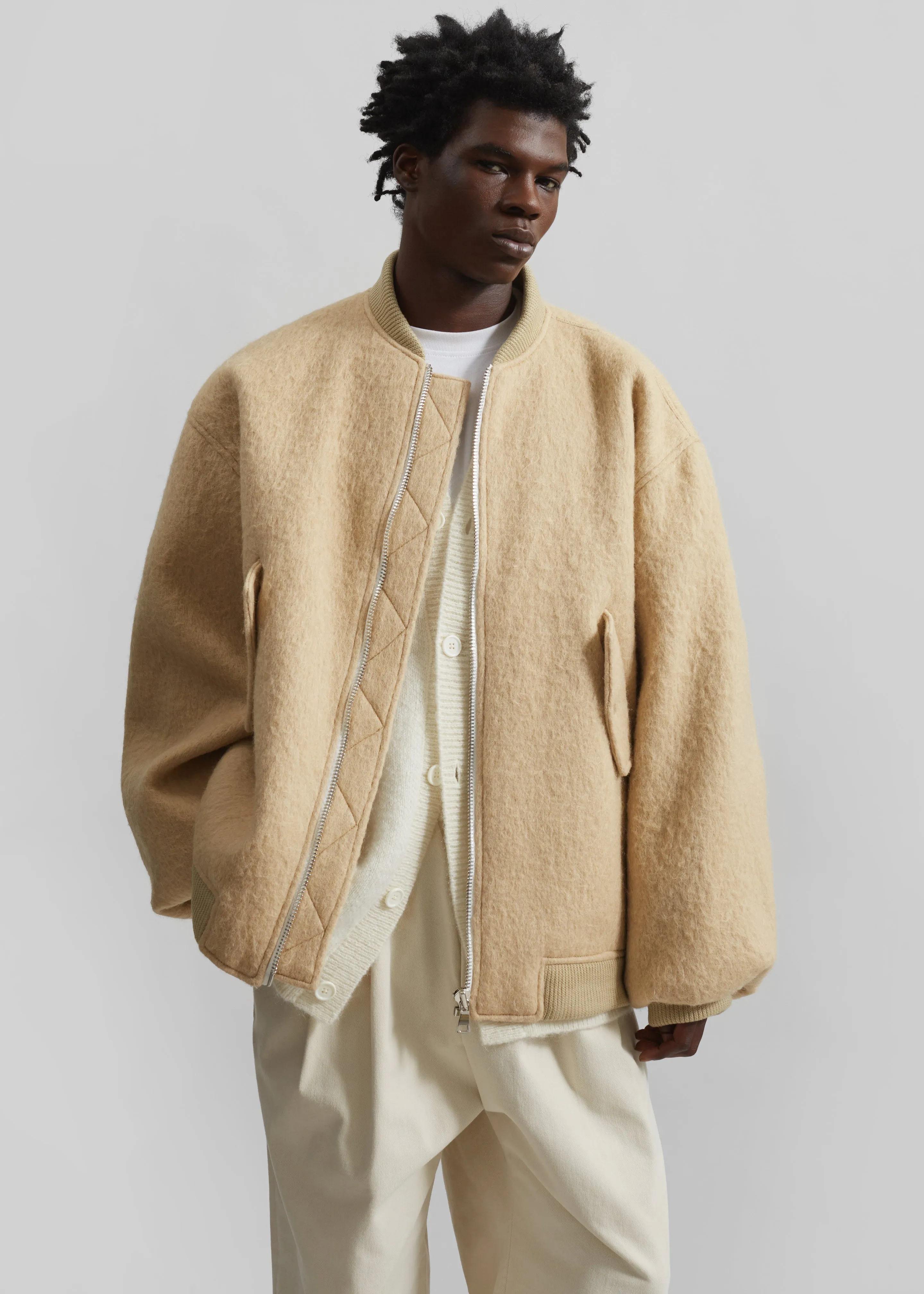 Astra Wool Bomber Jacket - Pale Yellow sold by Frankie Shop