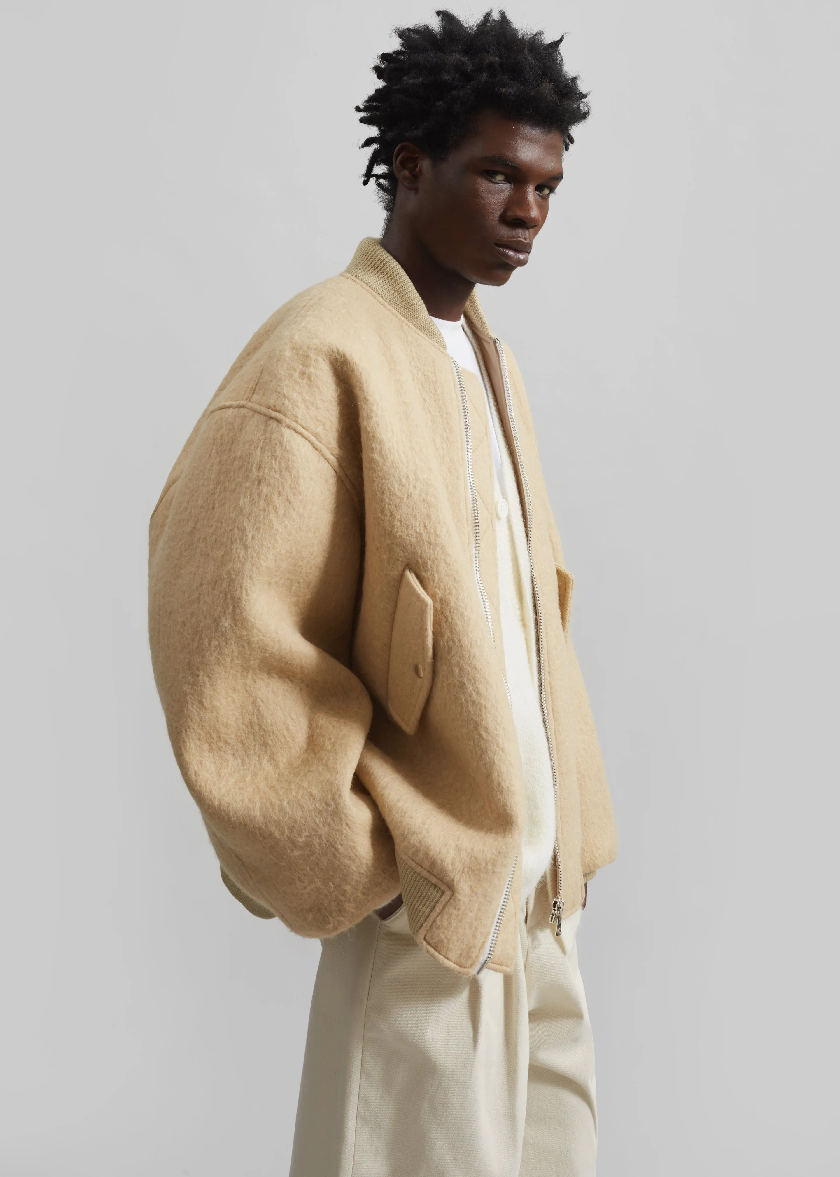 Astra Wool Bomber Jacket - Pale Yellow sold by Frankie Shop product image thumbnail 3