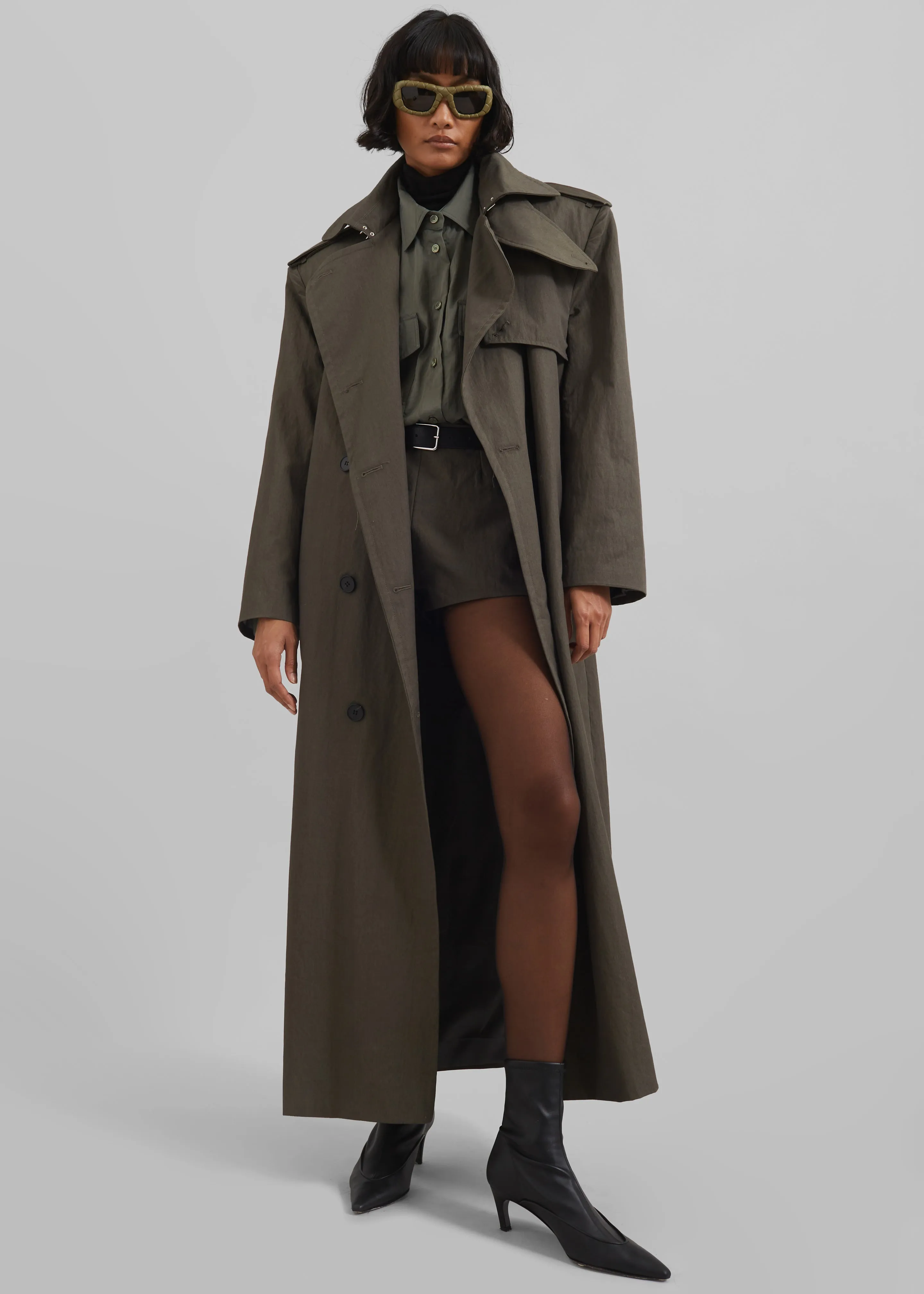 Rolen Trench Coat - Dark Olive sold by Frankie Shop
