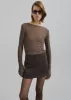 Mesa Sheer Long Sleeve Tee - Brown sold by Frankie Shop