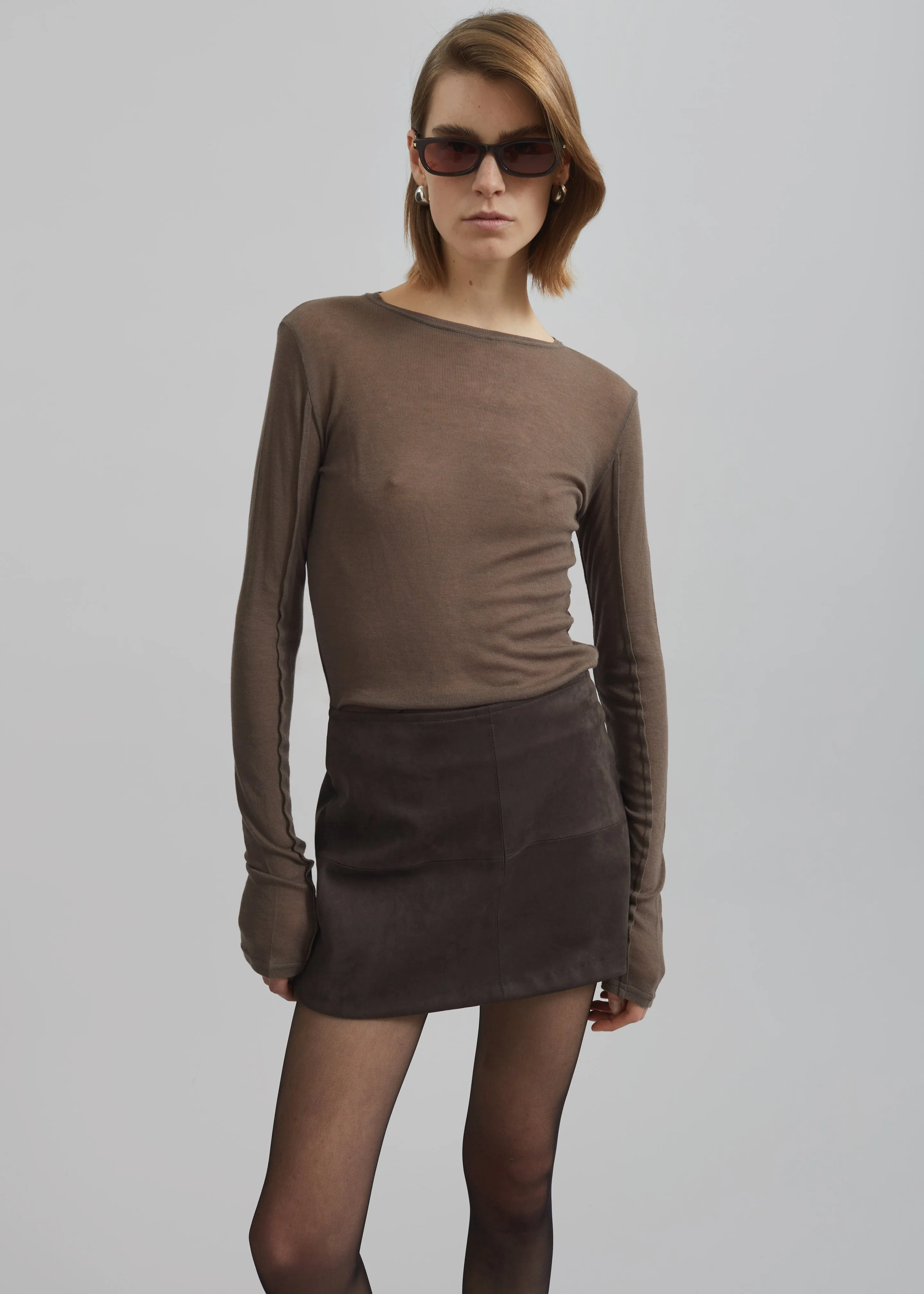 Mesa Sheer Long Sleeve Tee - Brown sold by Frankie Shop product image thumbnail 5