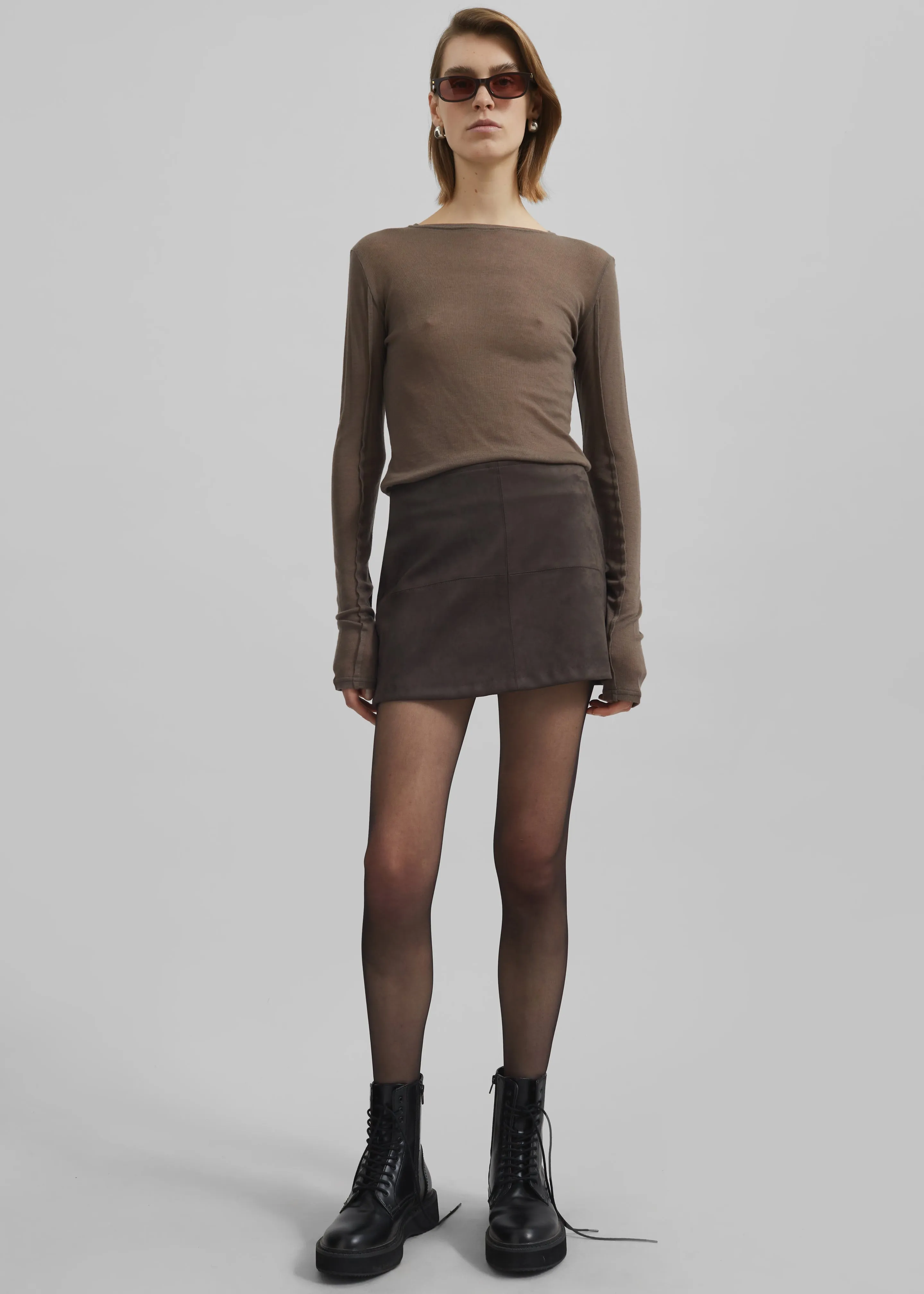 Mesa Sheer Long Sleeve Tee - Brown sold by Frankie Shop product image thumbnail 3