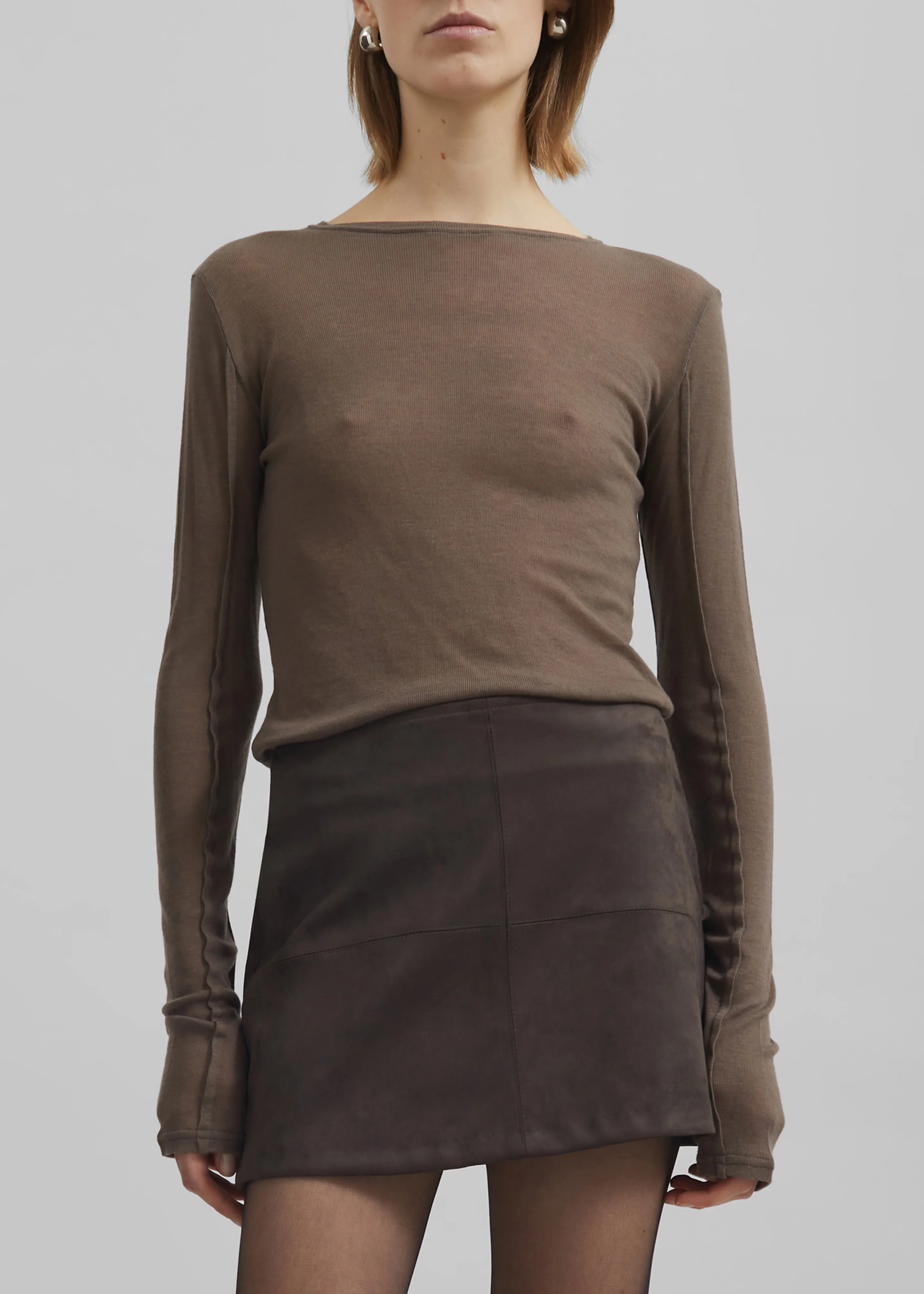 Mesa Sheer Long Sleeve Tee - Brown sold by Frankie Shop product image thumbnail 4
