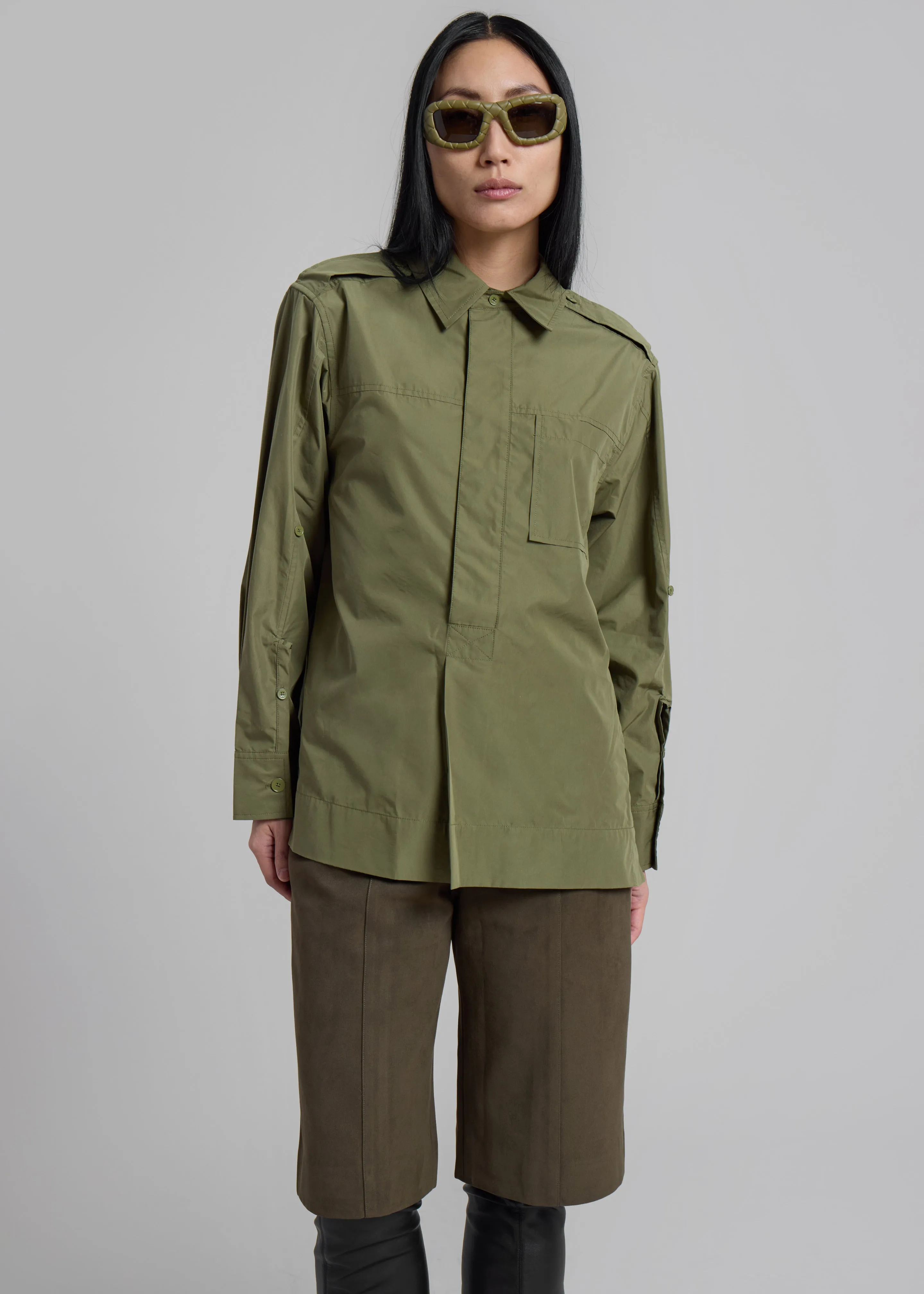 3.1 Phillip Lim Classic Relaxed Shirt - Olive sold by Frankie Shop product image thumbnail 3