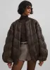 Rotate Pleated Bomber Jacket - Chocolate Brown sold by Frankie Shop