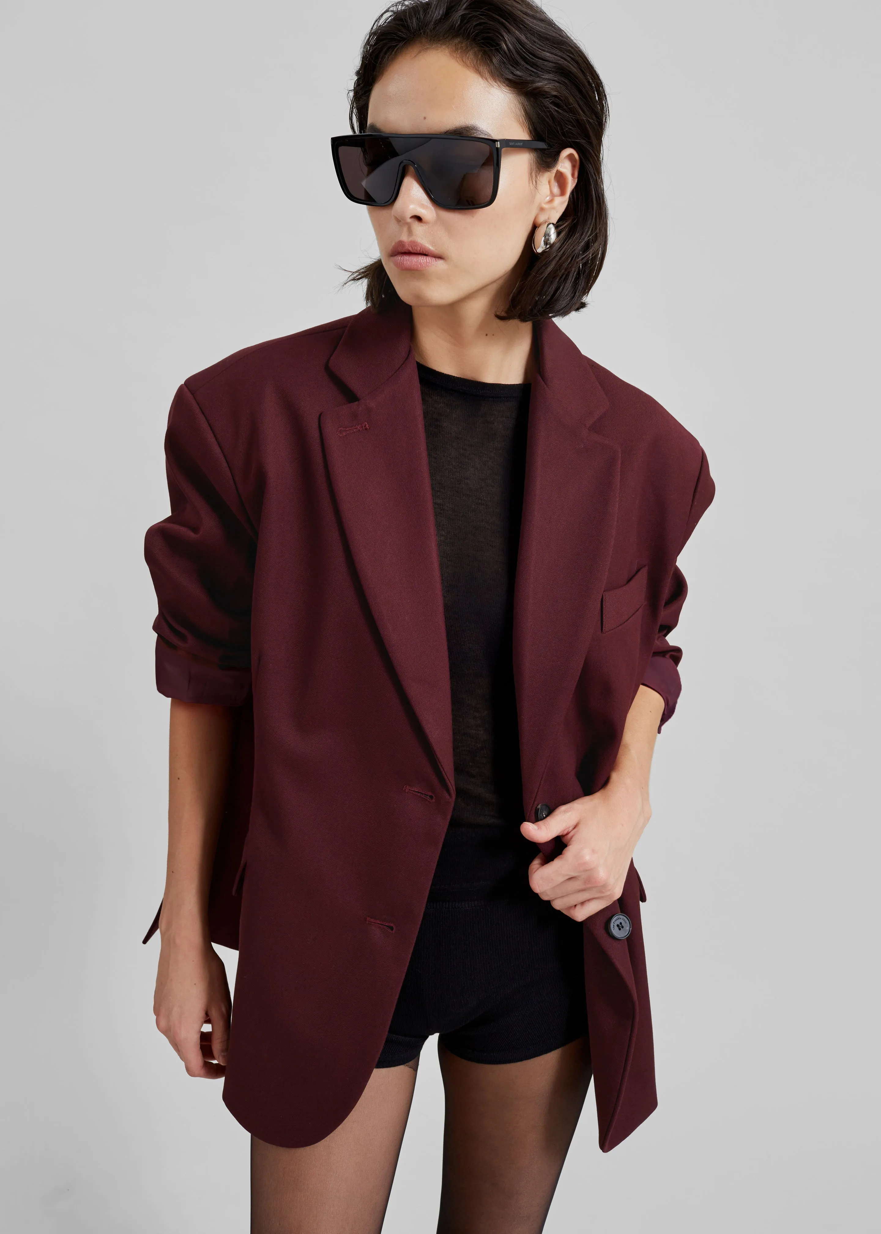 Frankie Oversized Boyfriend Blazer - Burgundy sold by Frankie Shop product image thumbnail 3