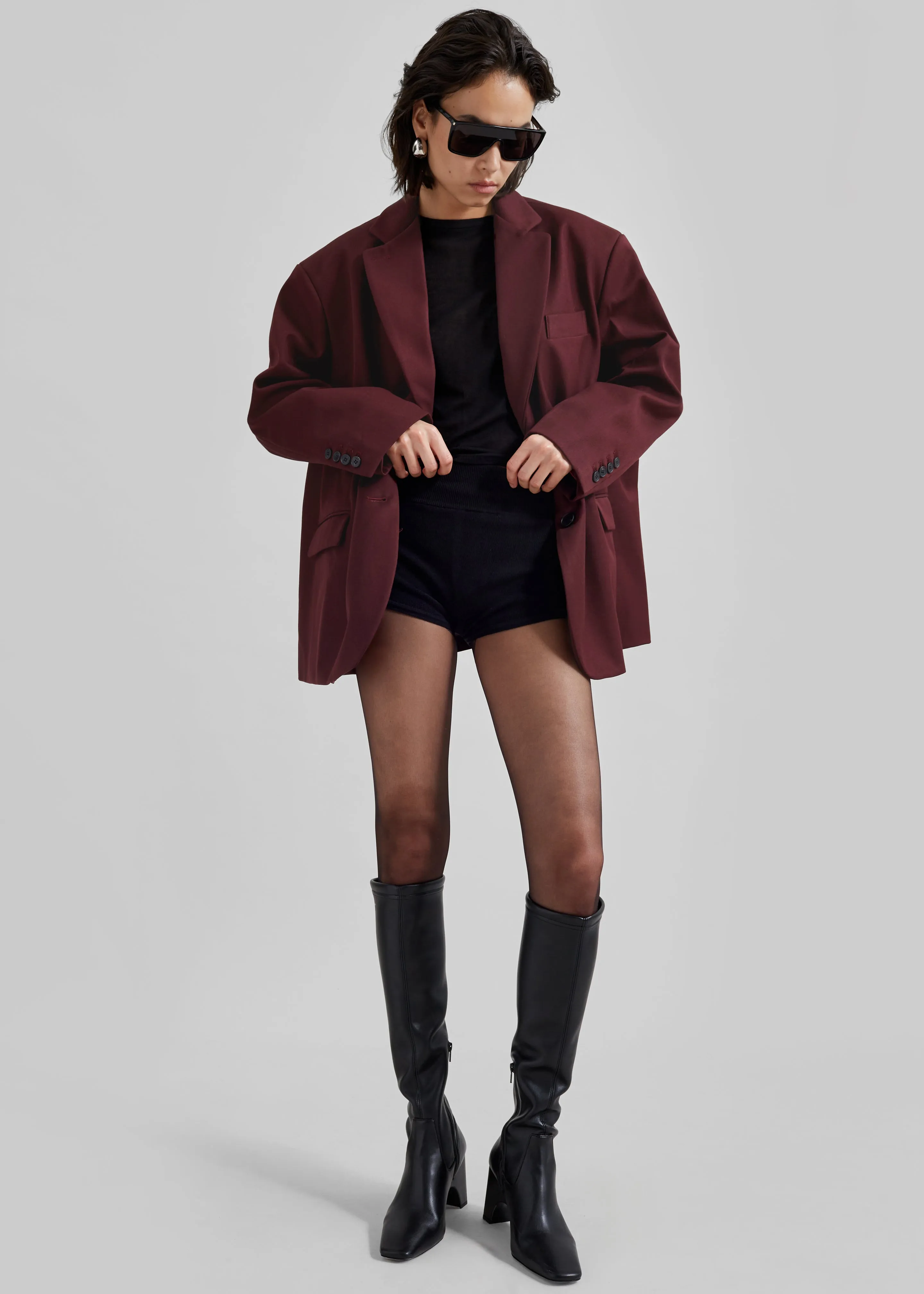 Frankie Oversized Boyfriend Blazer - Burgundy sold by Frankie Shop product image thumbnail 5