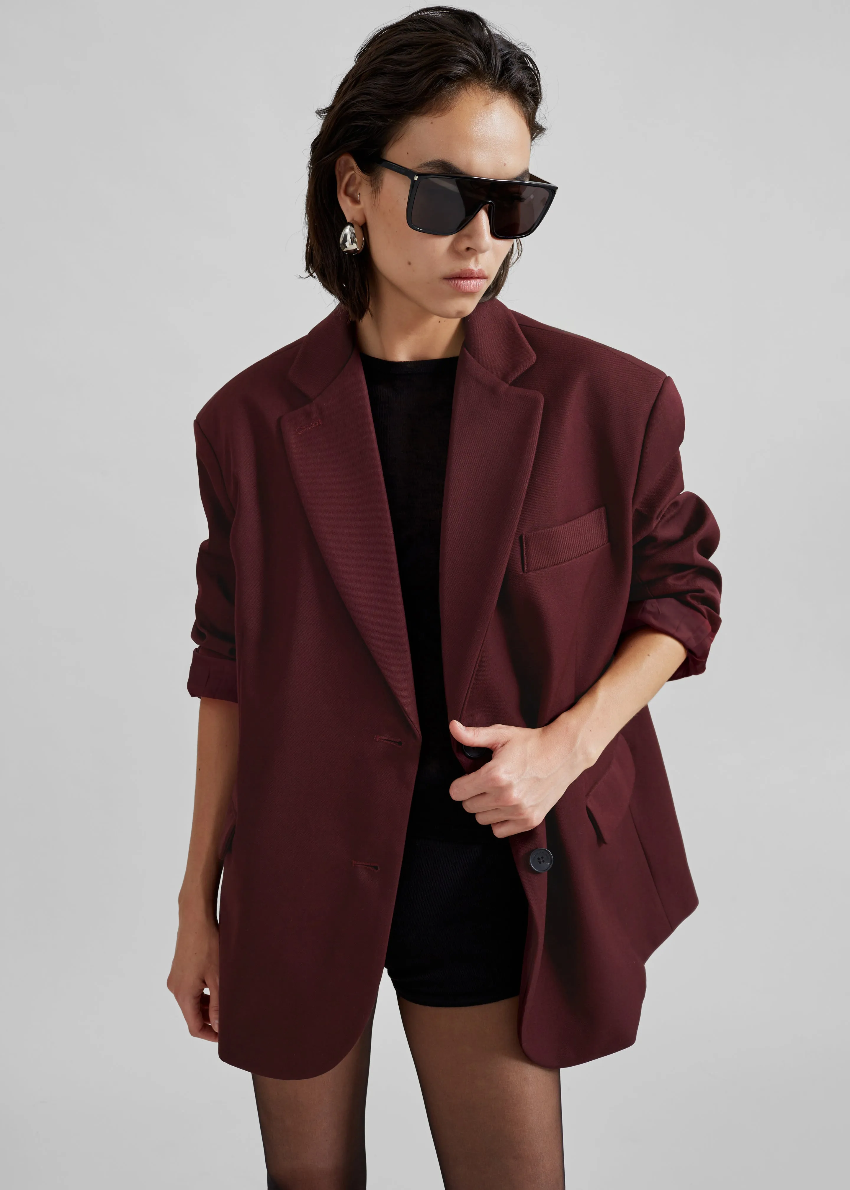 Frankie Oversized Boyfriend Blazer - Burgundy sold by Frankie Shop