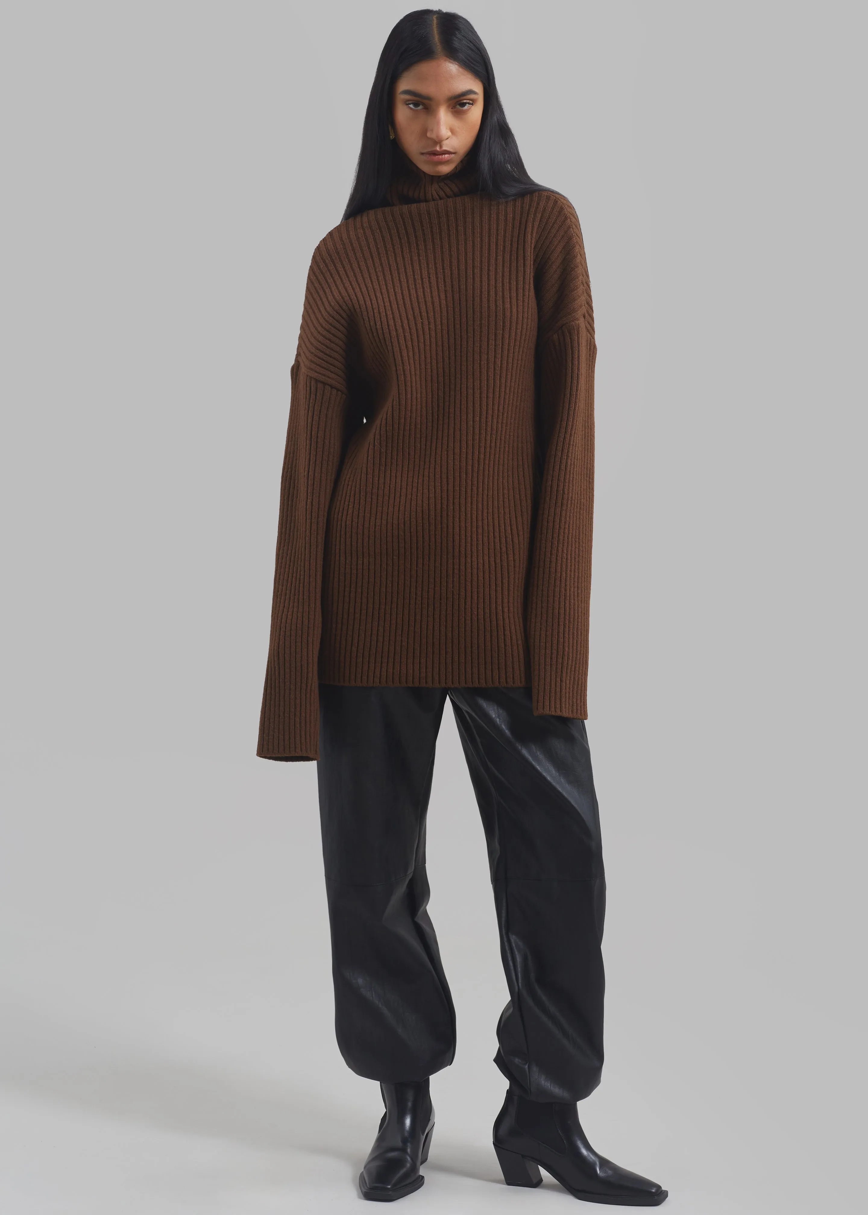 Thelma Ribbed Sweater Dress - Brown sold by Frankie Shop product image thumbnail 3