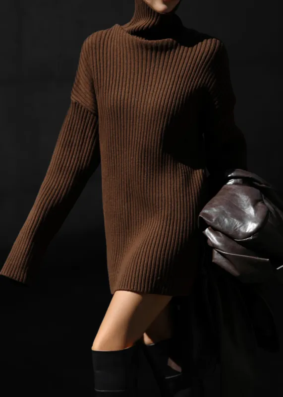 Thelma Ribbed Sweater Dress - Brown sold by Frankie Shop